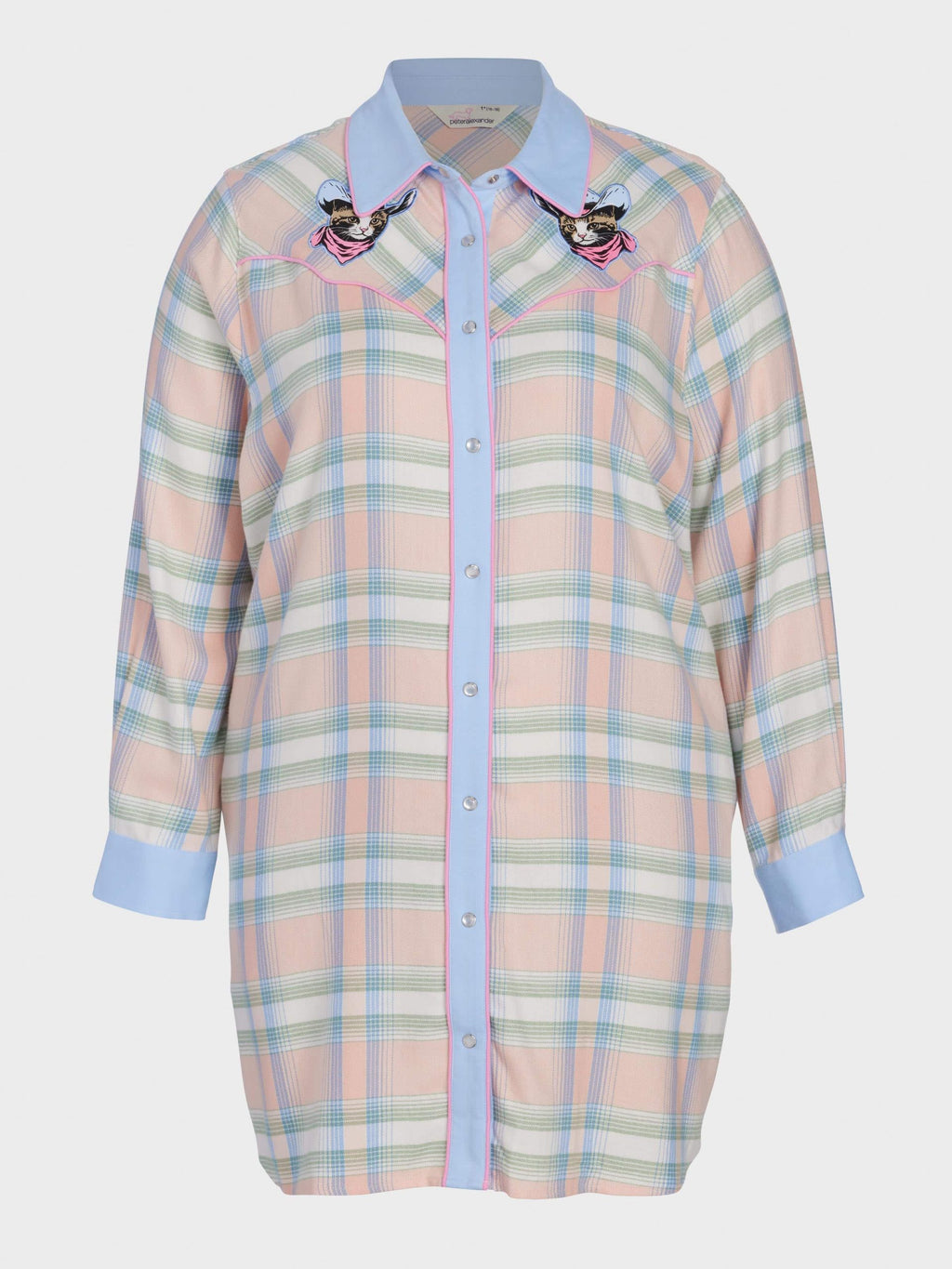 P.A. Plus Cowboy Kitty Long Sleeve Flannelette Nightshirt Multi image 3