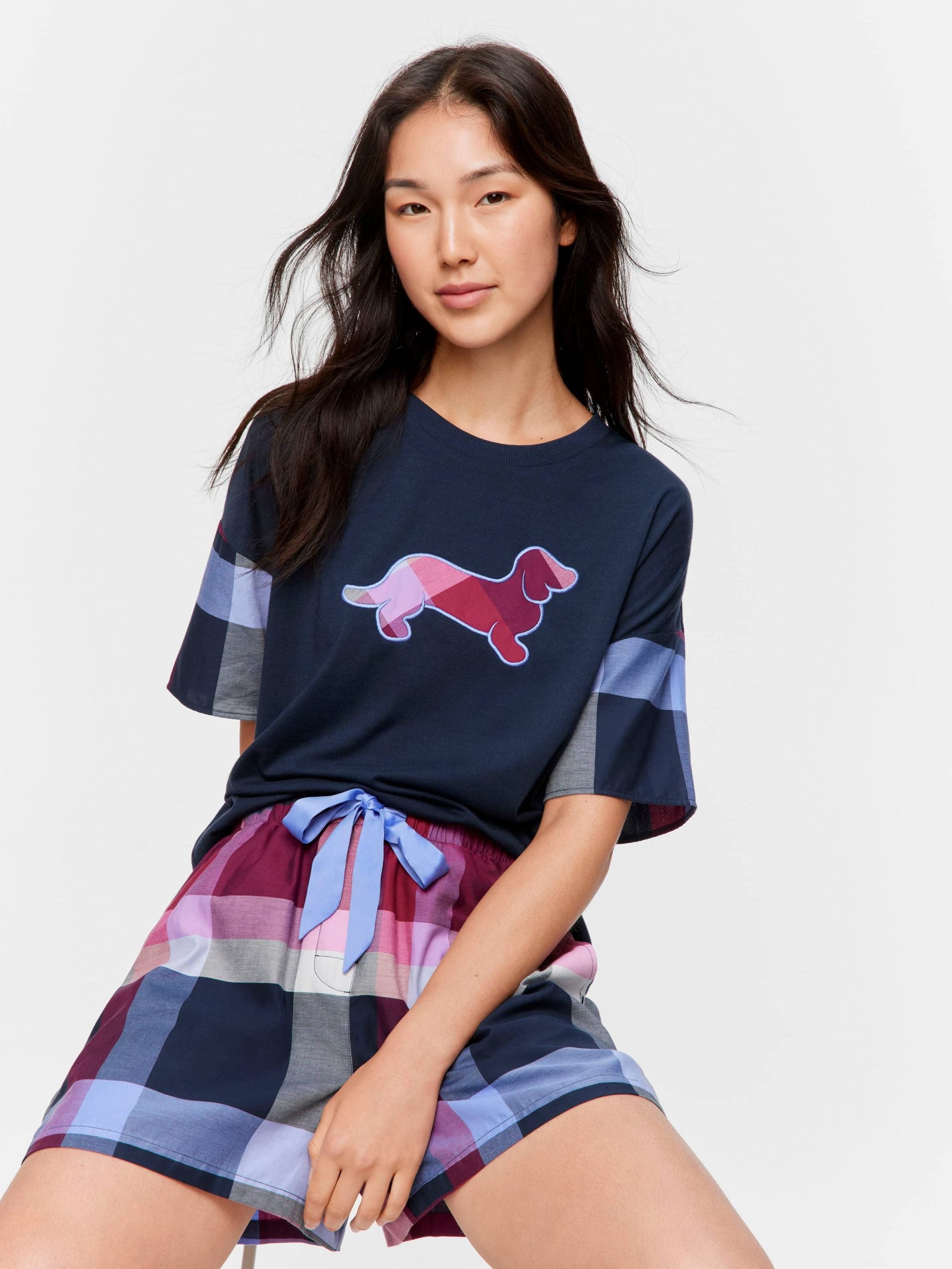 Navy & Maroon Check Mid Short multi image 1