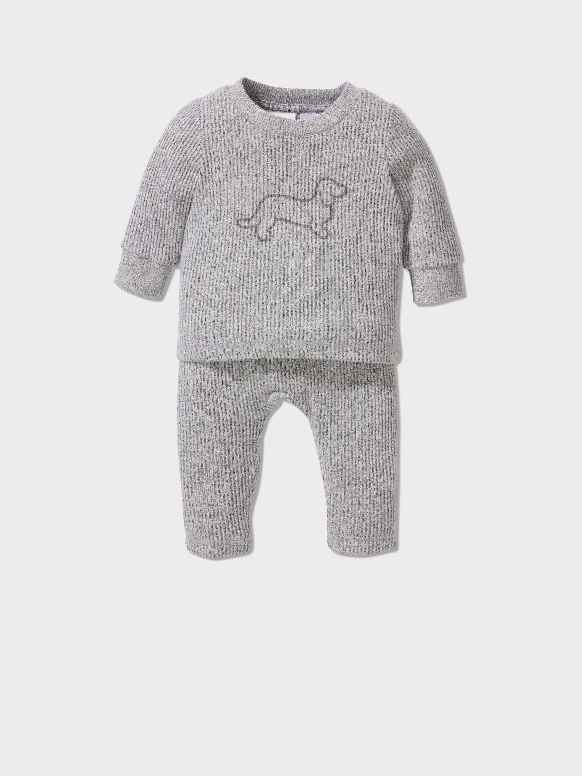 Baby Grey Rib Fuzzy Pj Set greymarle image 0