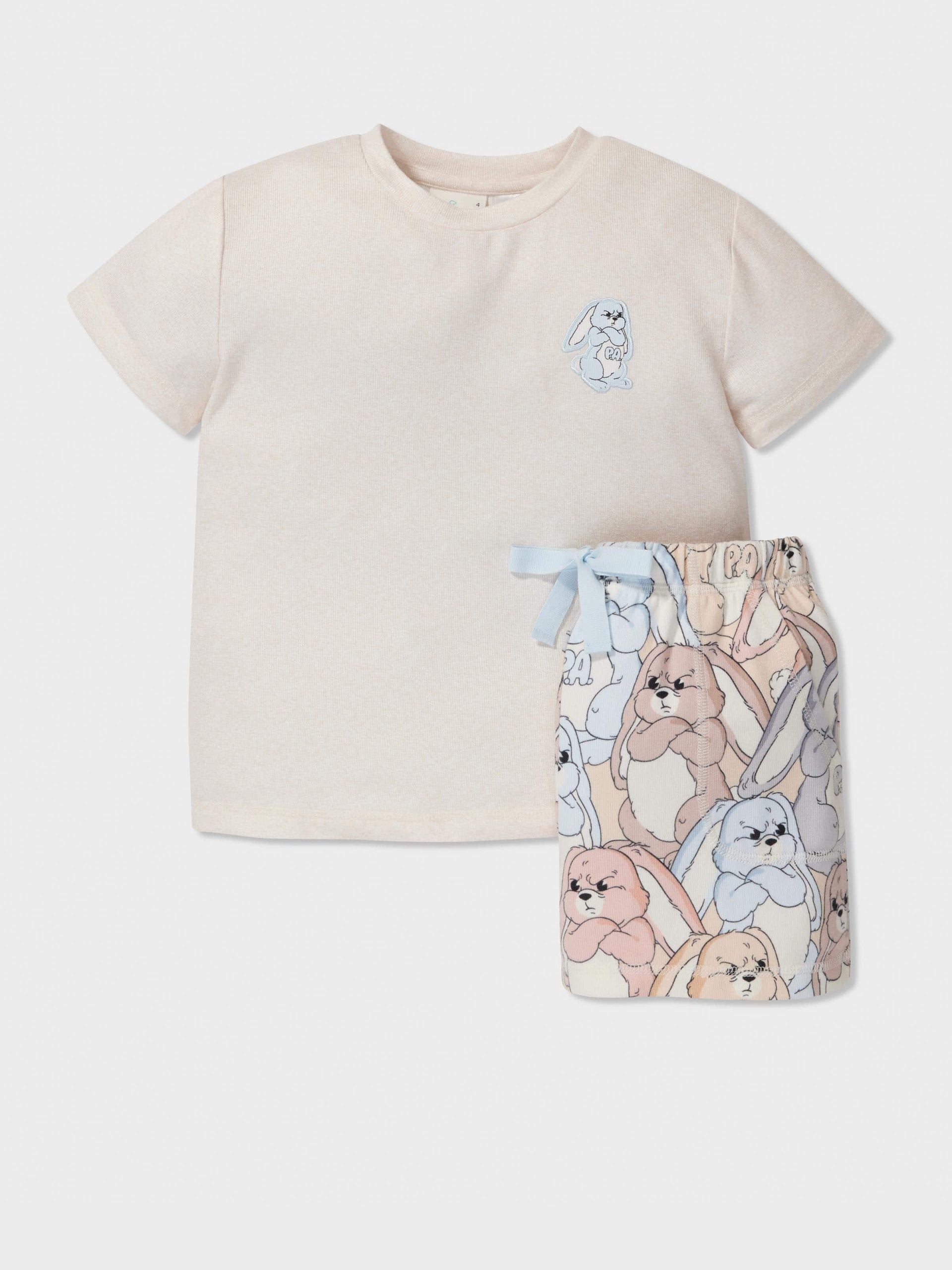 Jnr Kids Grumpy Bunny Shortie Pj Set multi image 0