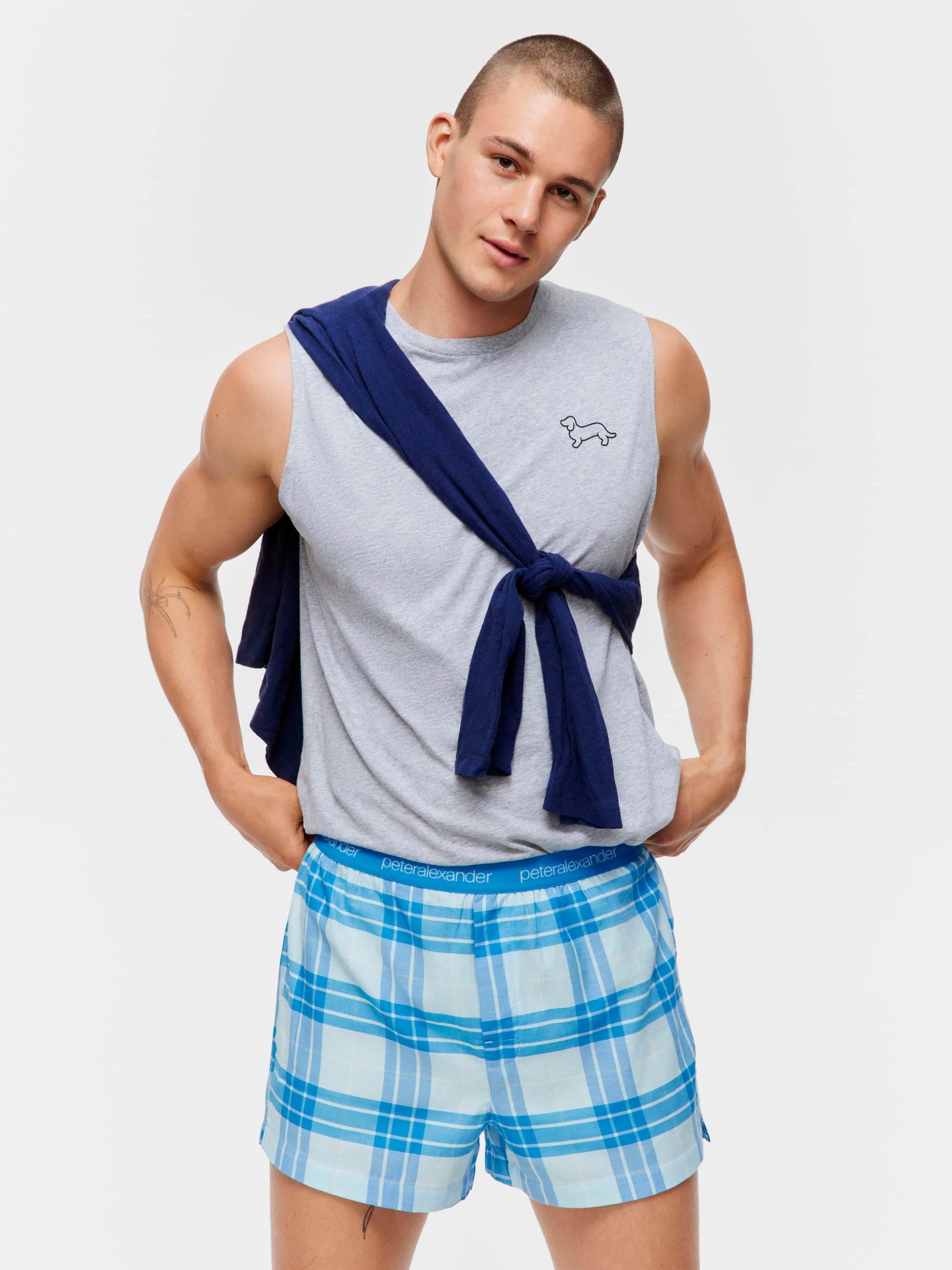 Blue Windowpane Boxer Short multi image 2