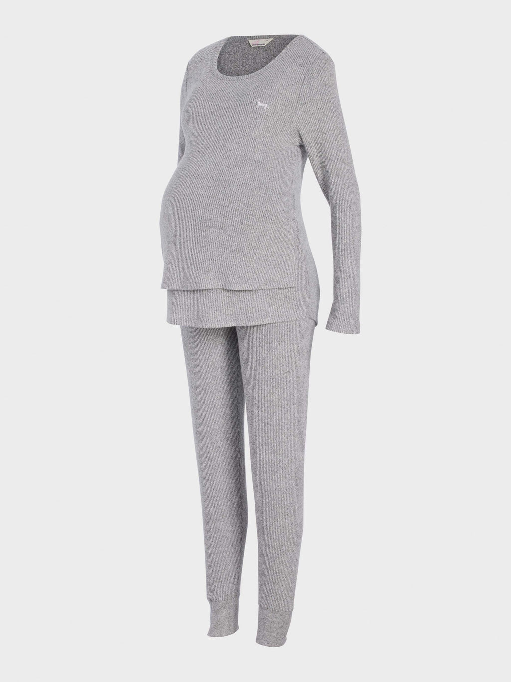 Maternity Grey Rib Long Sleeve Pj Set grey image 3