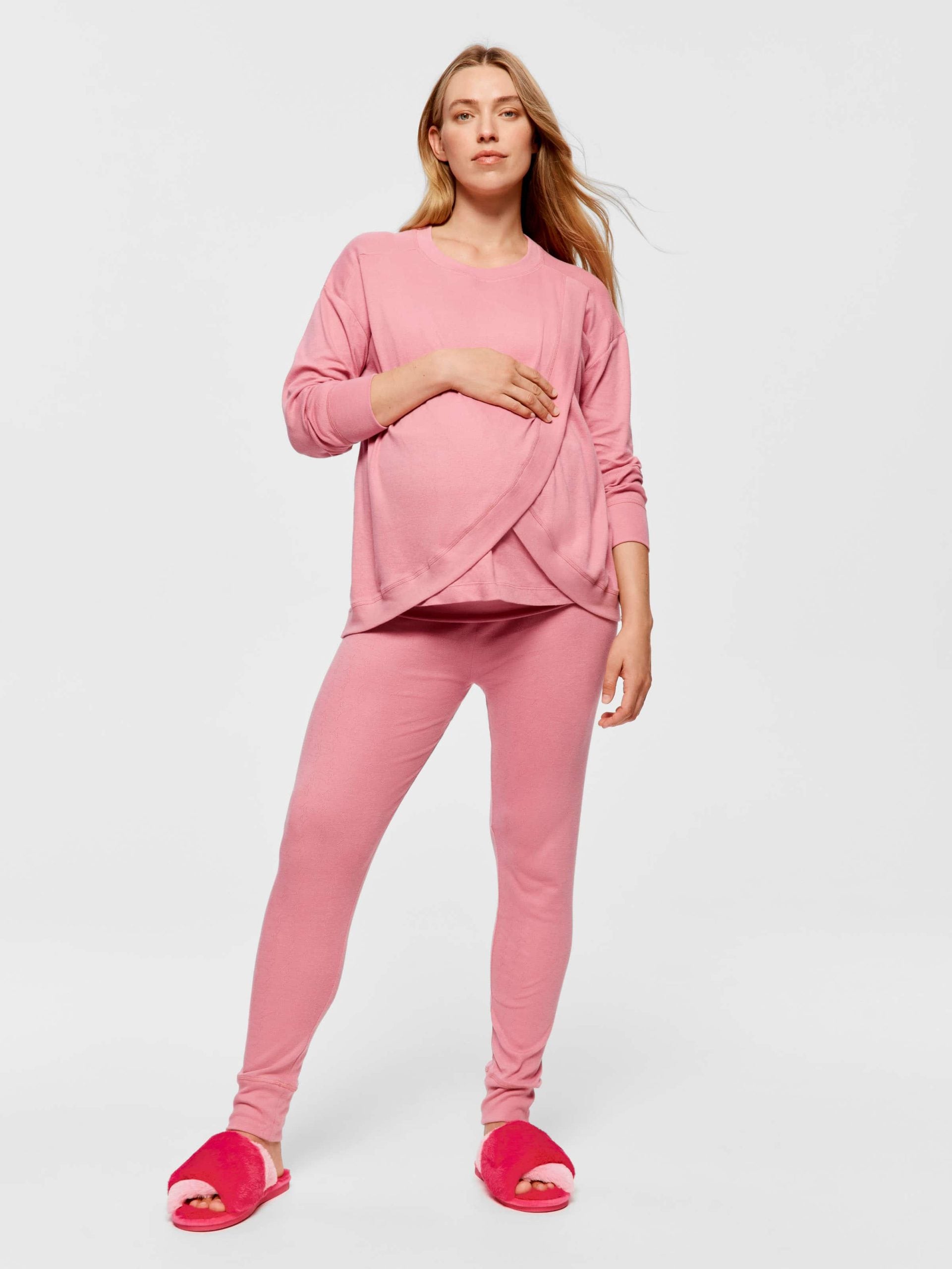 Maternity Pointelle Long Sleeve Pj Set rose image 0