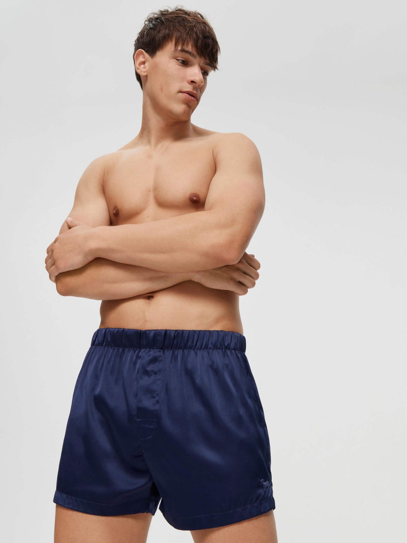 Navy Satin Boxer Short navy image 0
