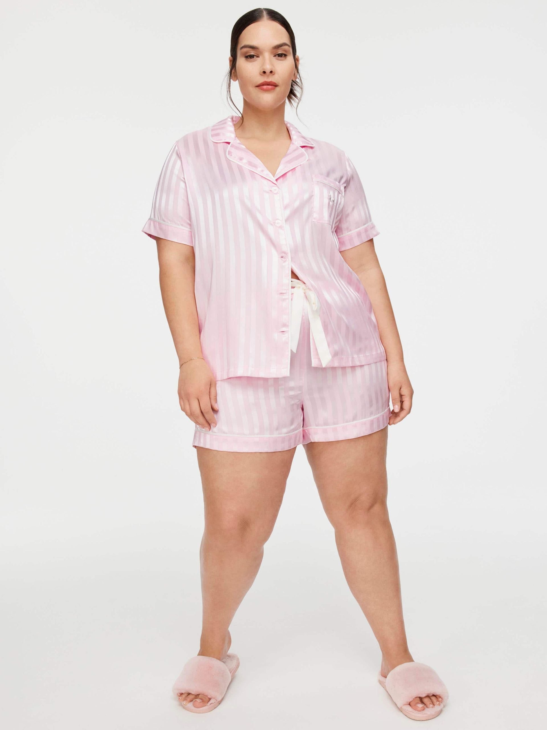 P.A. Plus Pink Stripe Chic Satin Pj Set Pink image 2