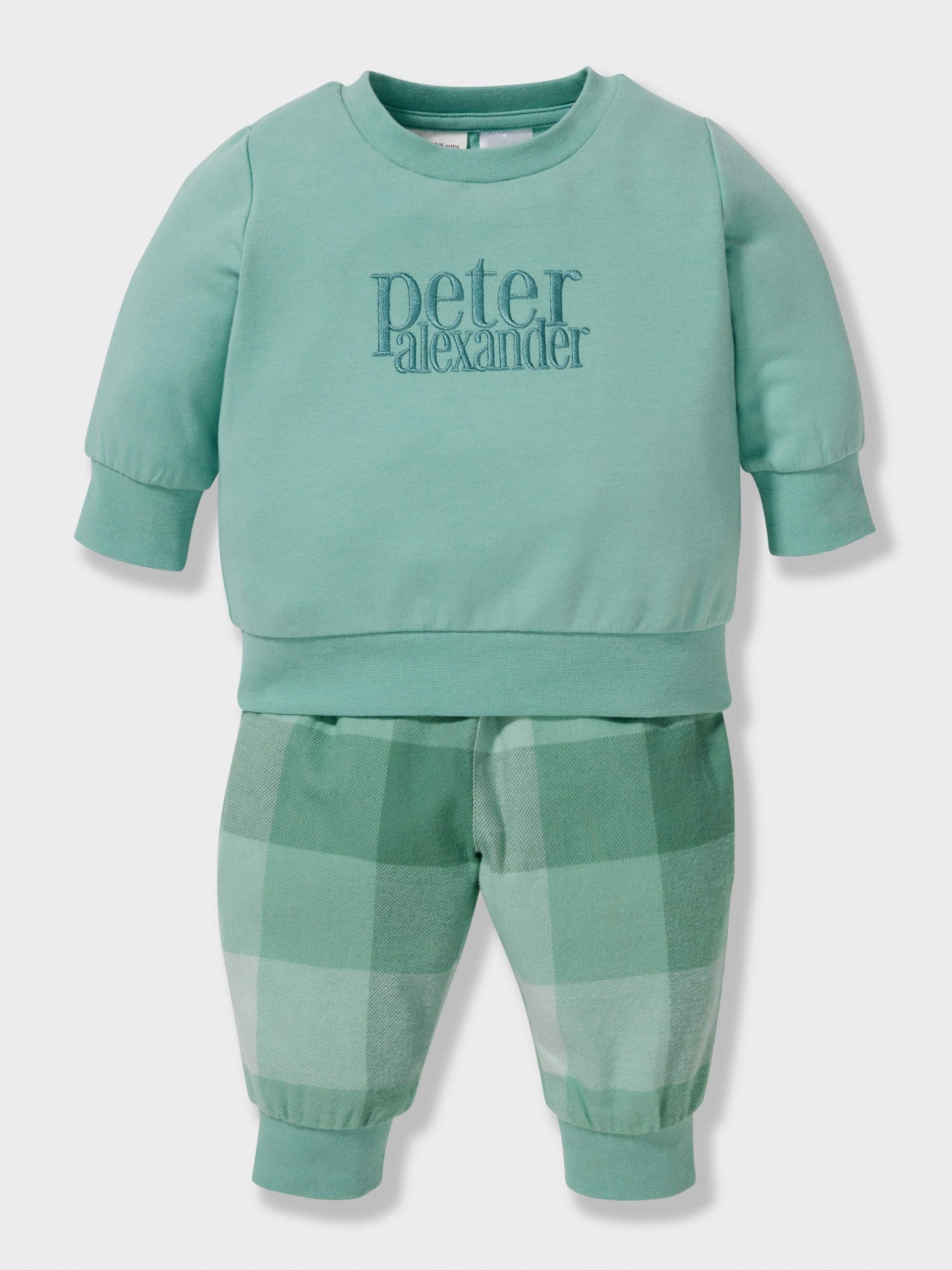 Baby Boy Green Check Pj Set green image 2
