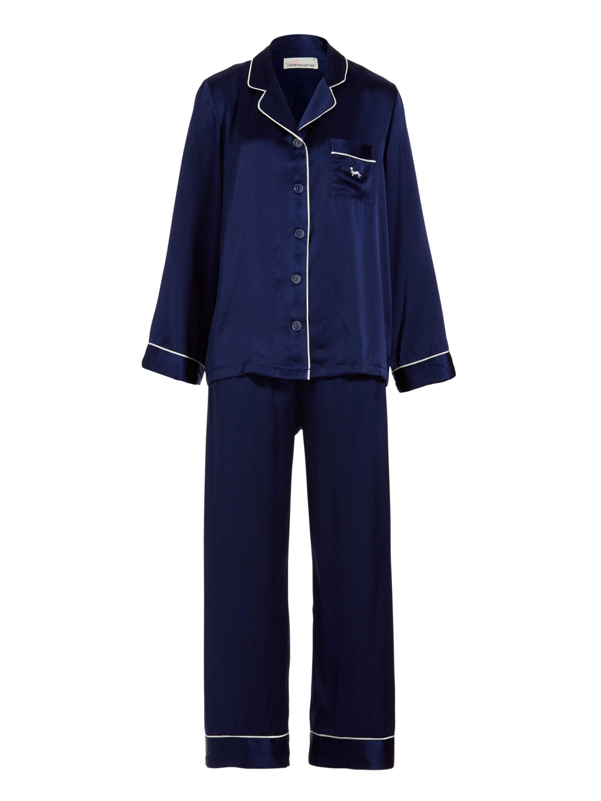 Navy Mulberry Silk Pj Set With Eye Mask navy image 4
