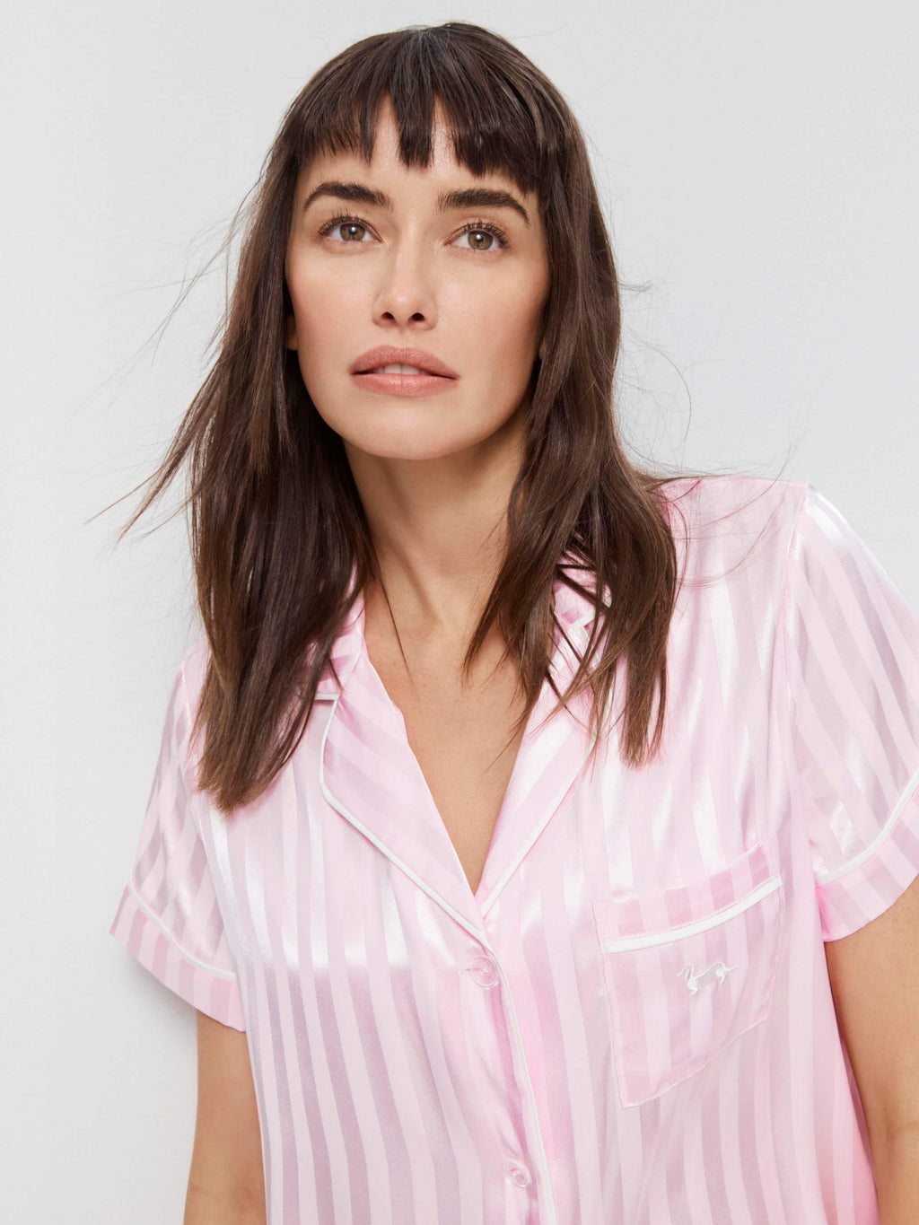 Pink Stripe Chic Satin Pj Set pink image 1