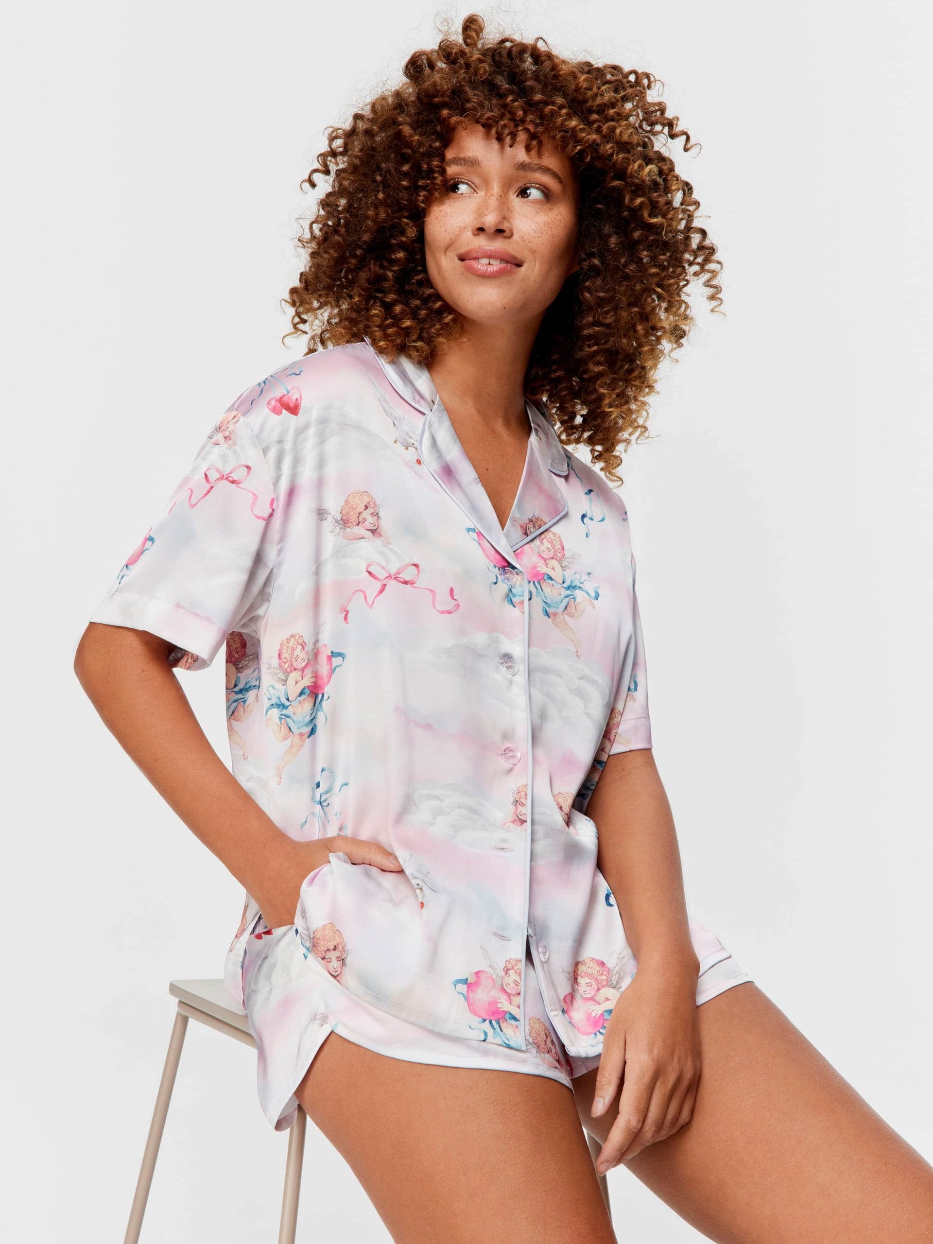 Cherub Satin Shortie Pj Set Multi image 0