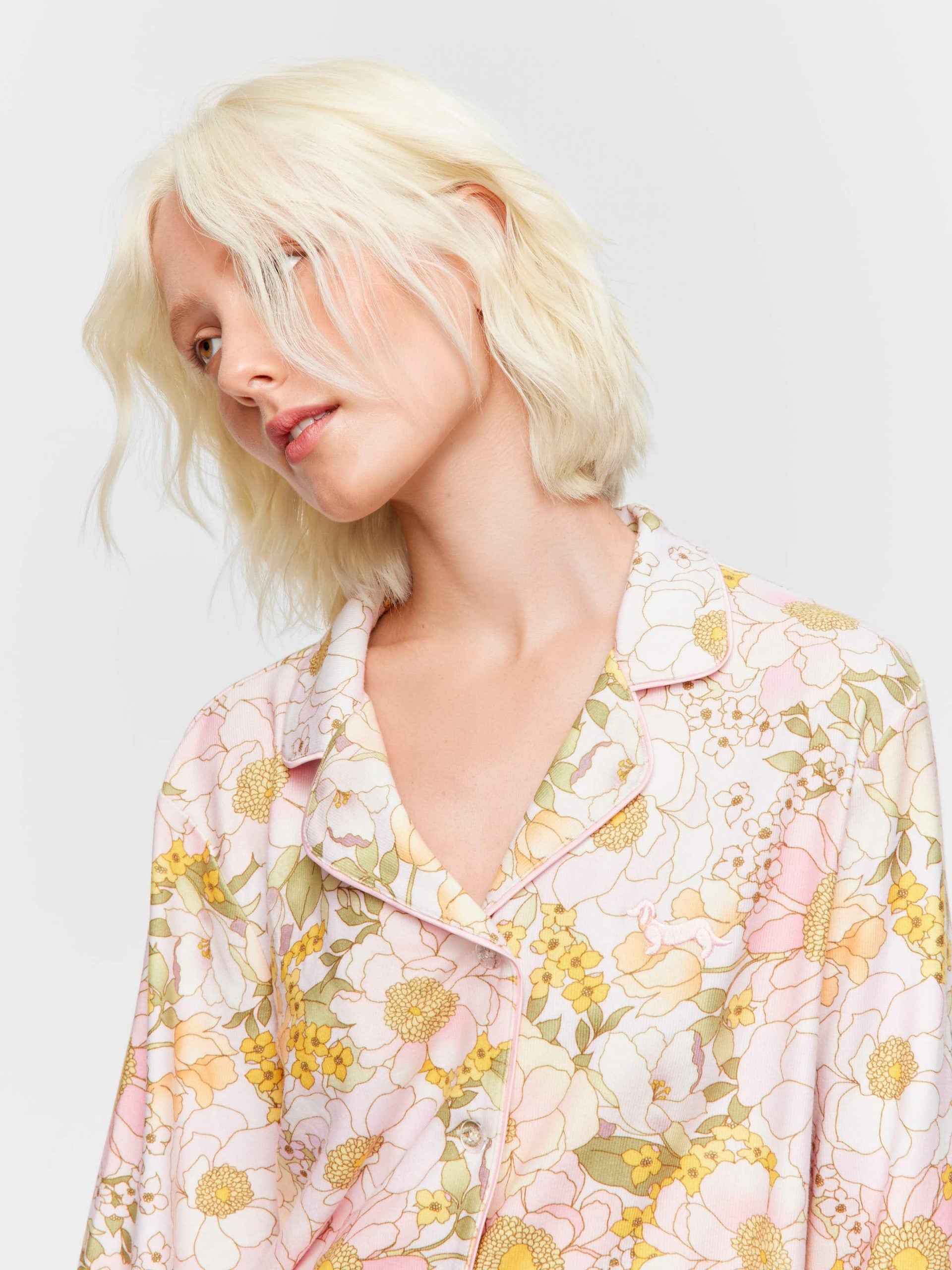 Pretty Floral Plush Long Pj Set multi image 1