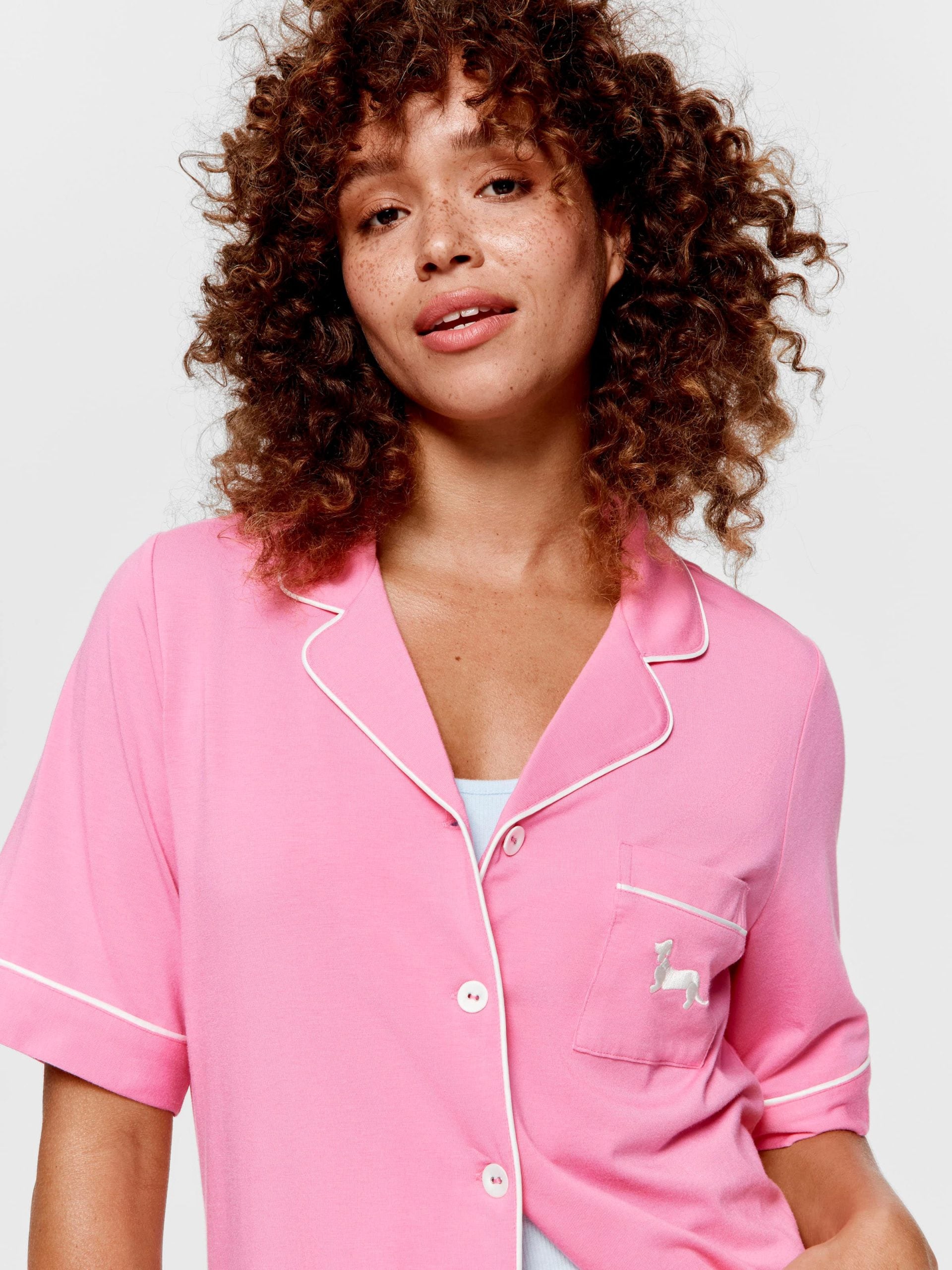 Hot Pink Bamboo Jersey Shortie Pj Set pink image 1