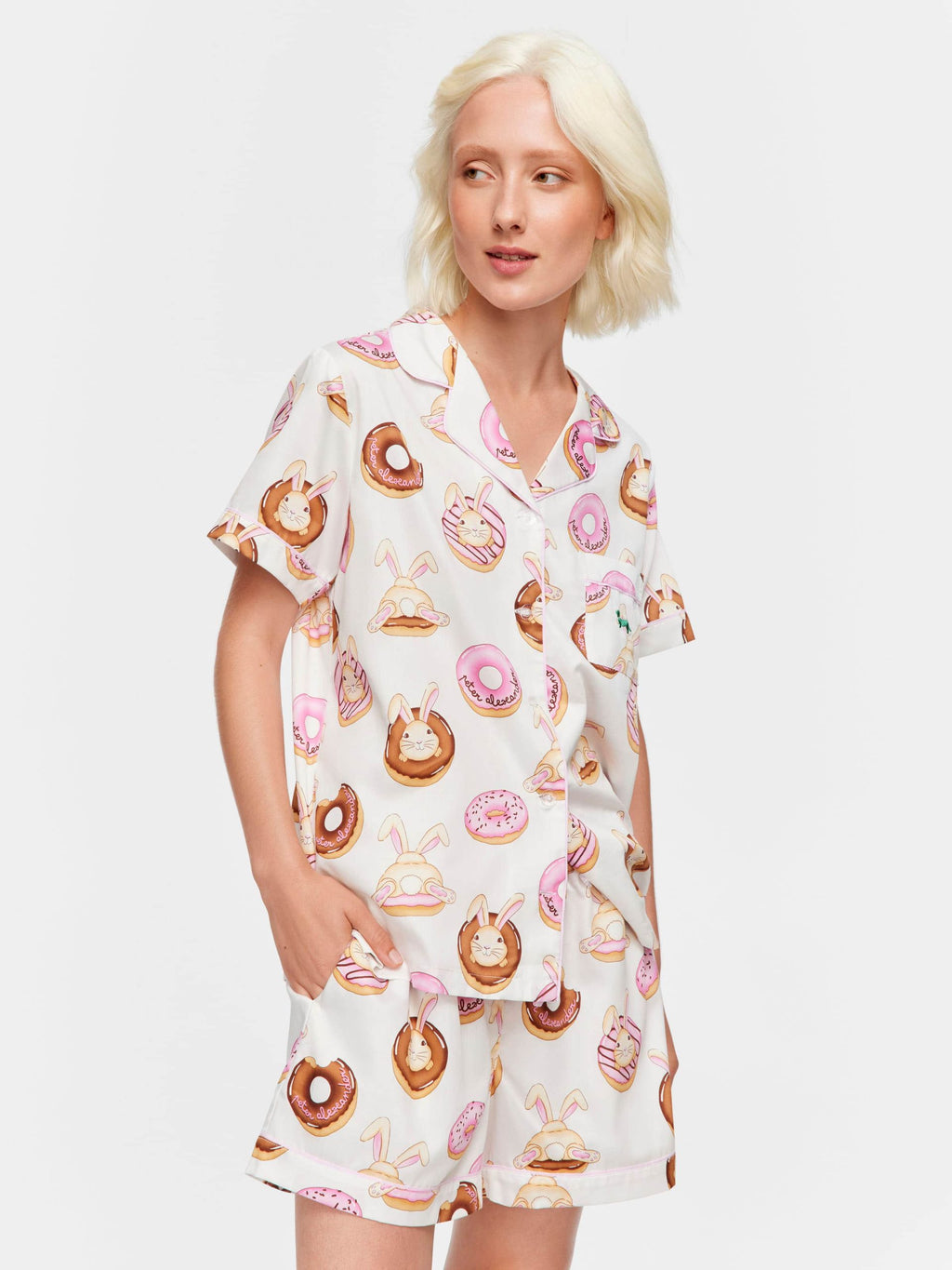 Krispy Kreme Pink Bunnies Shortie Pj Set multi image 3