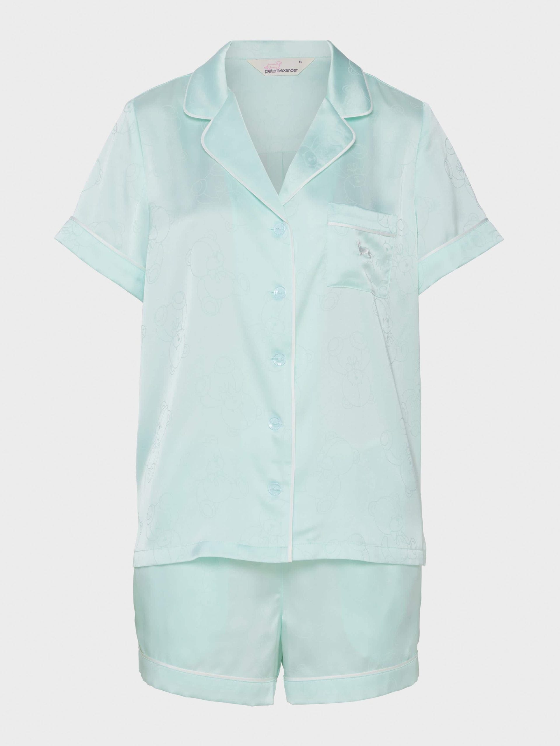 Mint Teddy Bears Chic Satin Shortie Pj Set mint image 5