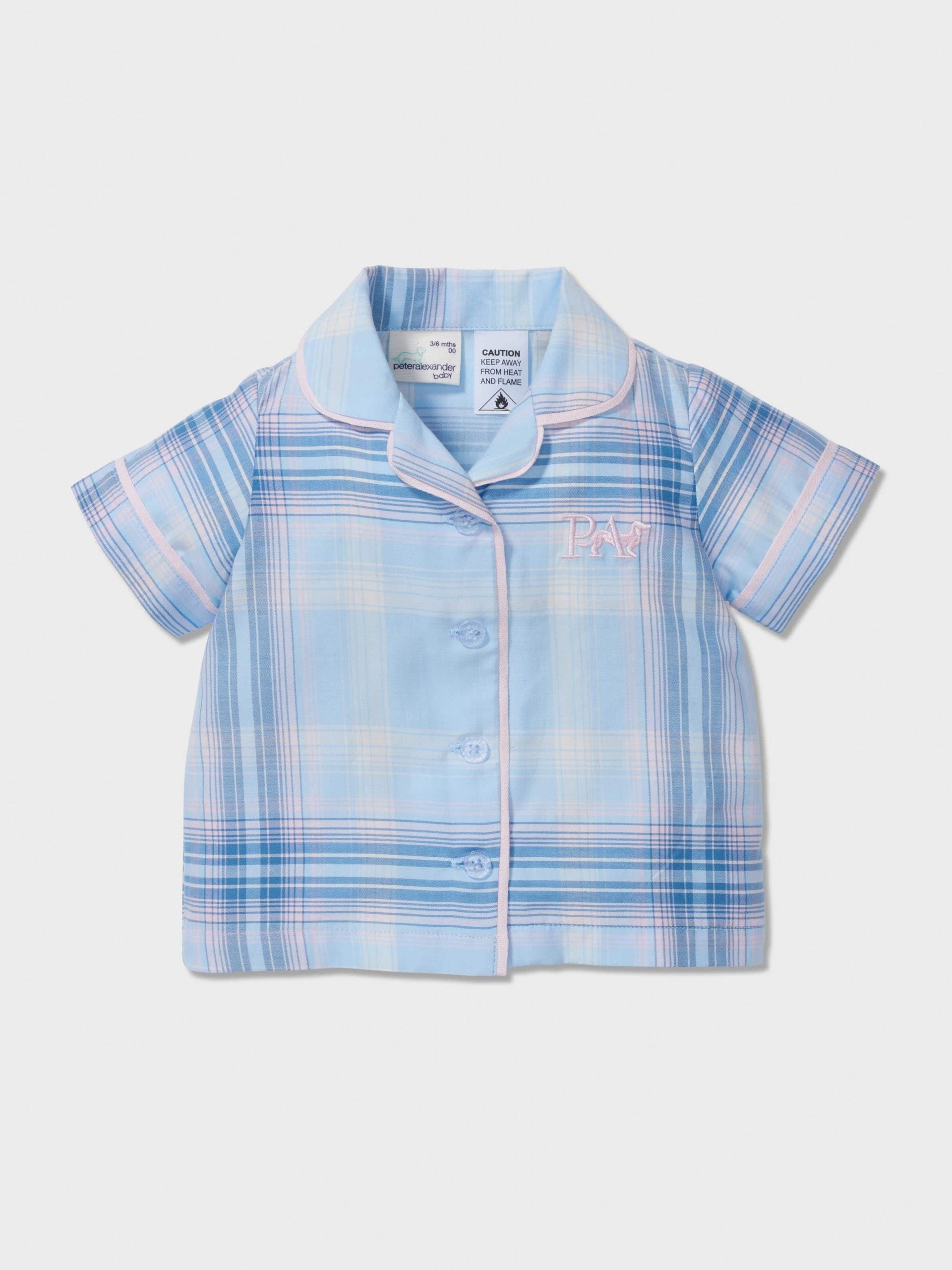 Baby Blue Check Classic Shortie Pj Set multi image 2