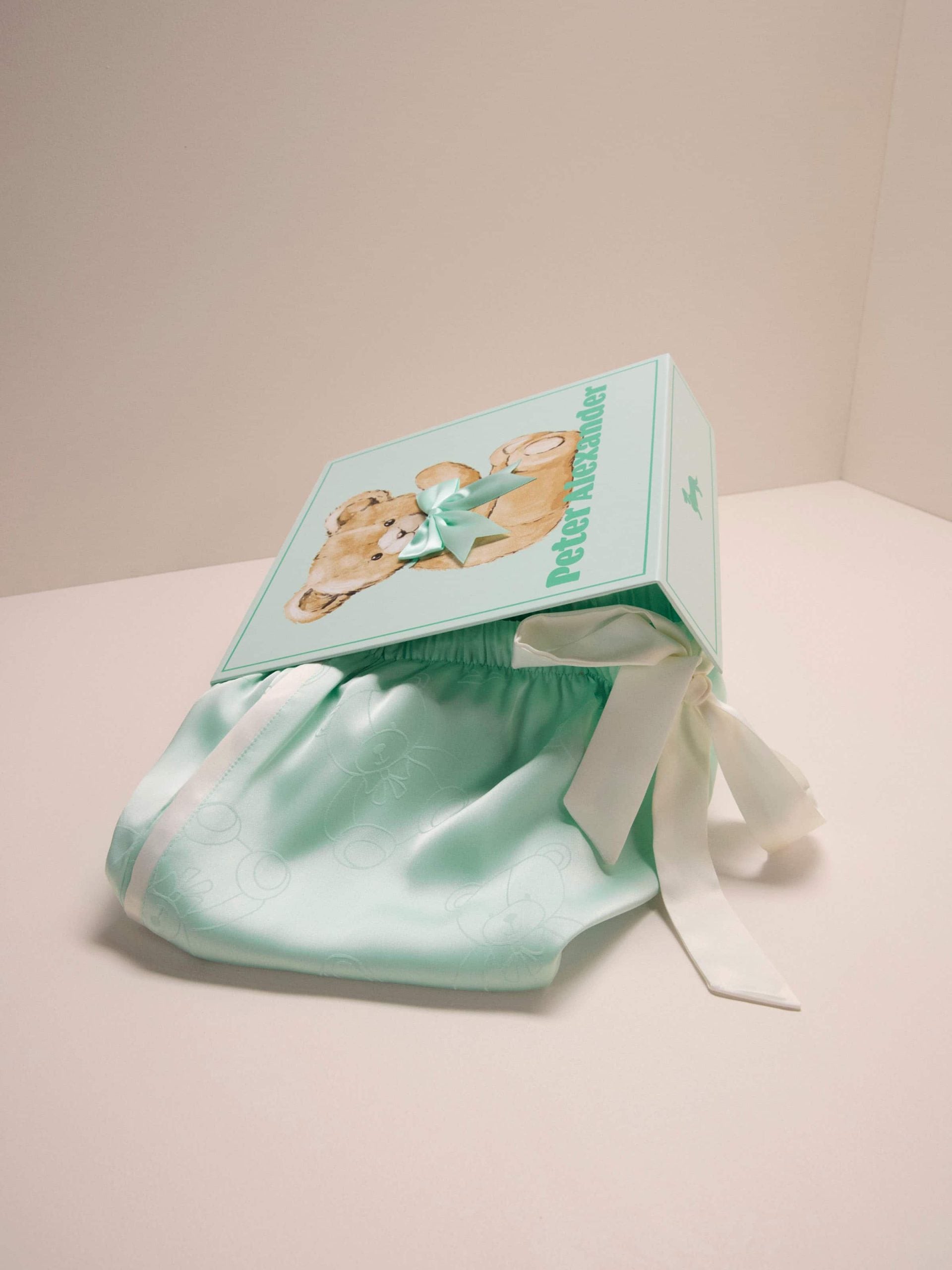 Jnr Girls Teddy Bear Satin Classic Shortie Pj Set mint image 4
