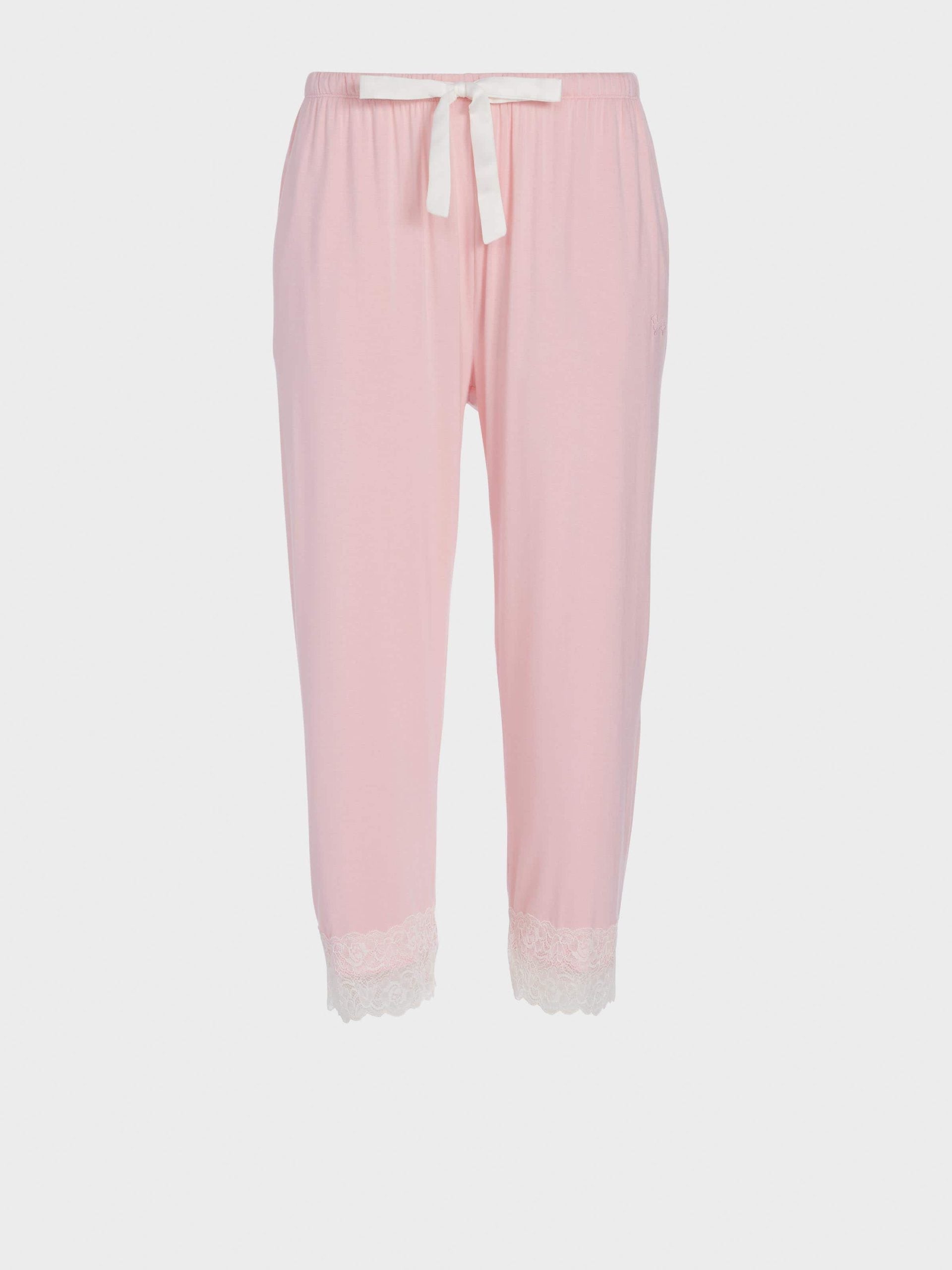 Pink Bamboo Jersey Lace 3/4 Pj Pant palepink image 3