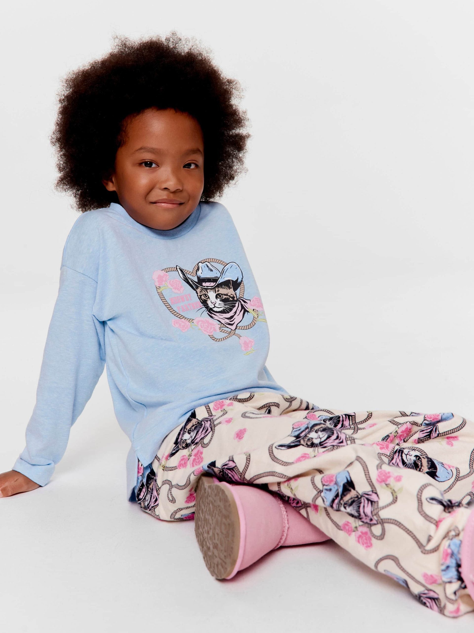 Jnr Girls Cowboy Cat Long Set Multi image 1