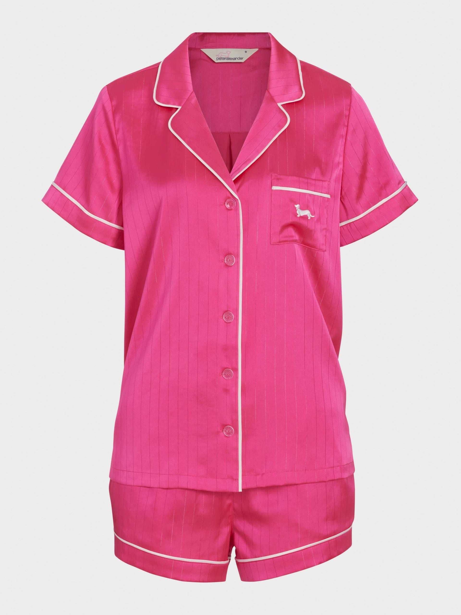 Pink Lurex Chic Satin Shortie Pj Set Pink Lurex image 4