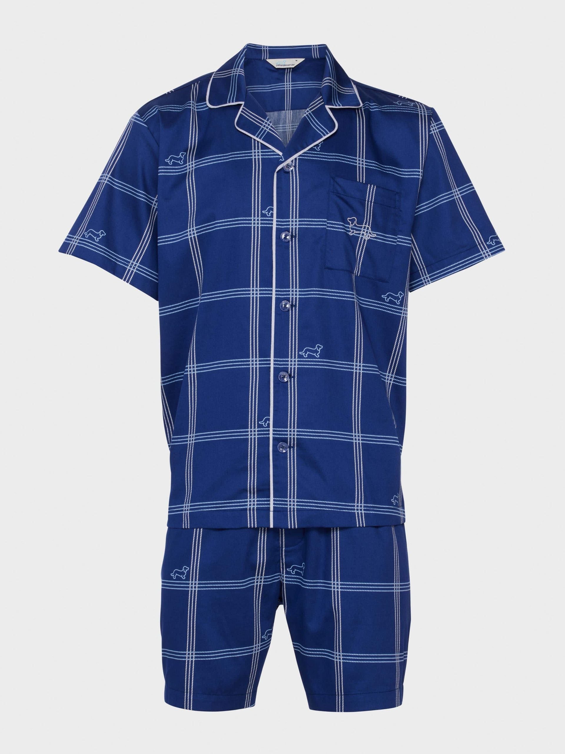 Navy Windowpane Short Sleeve Pj Set multi image 3