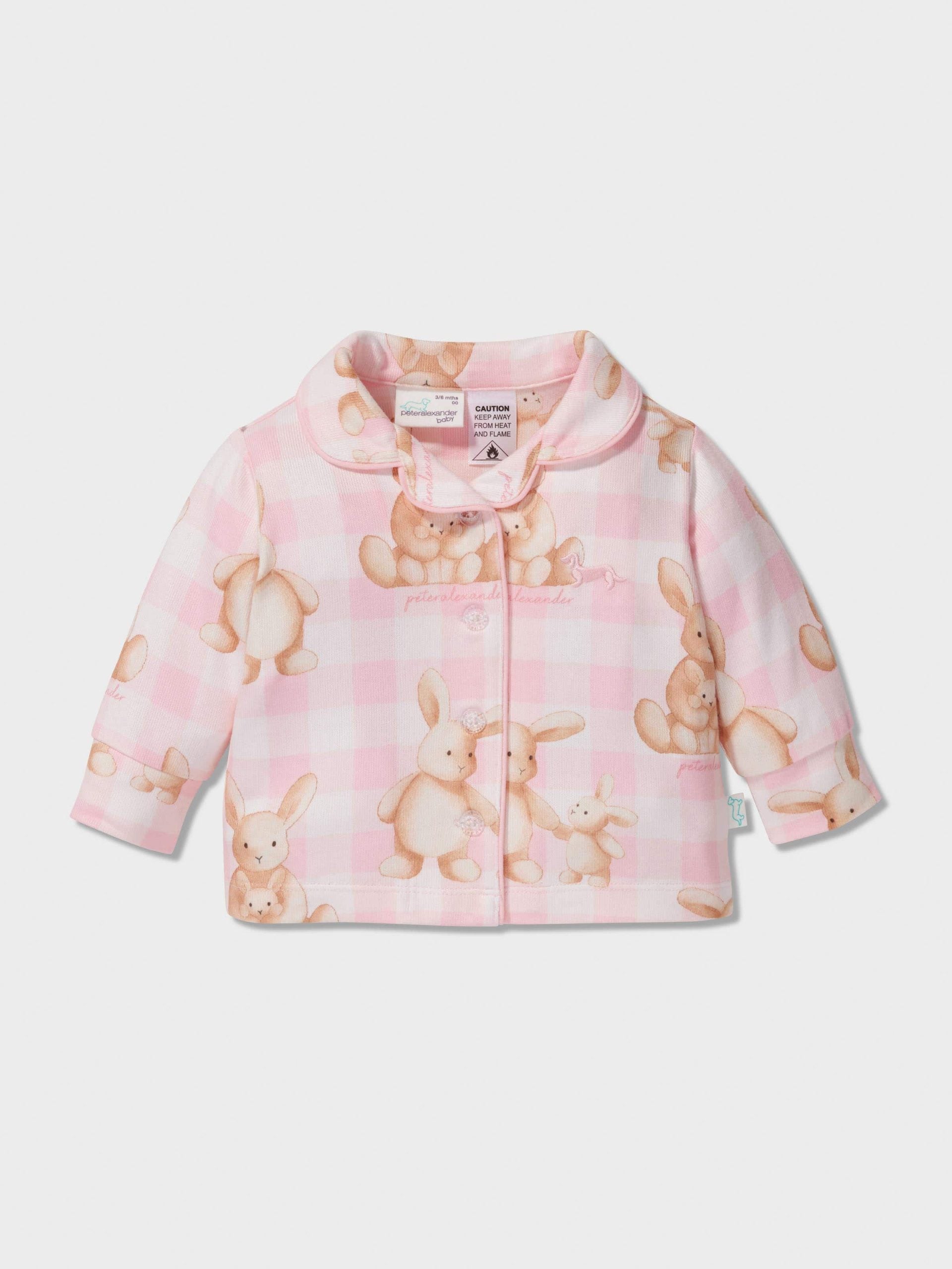 Baby Pink Check Bunny Pj Set multi image 2