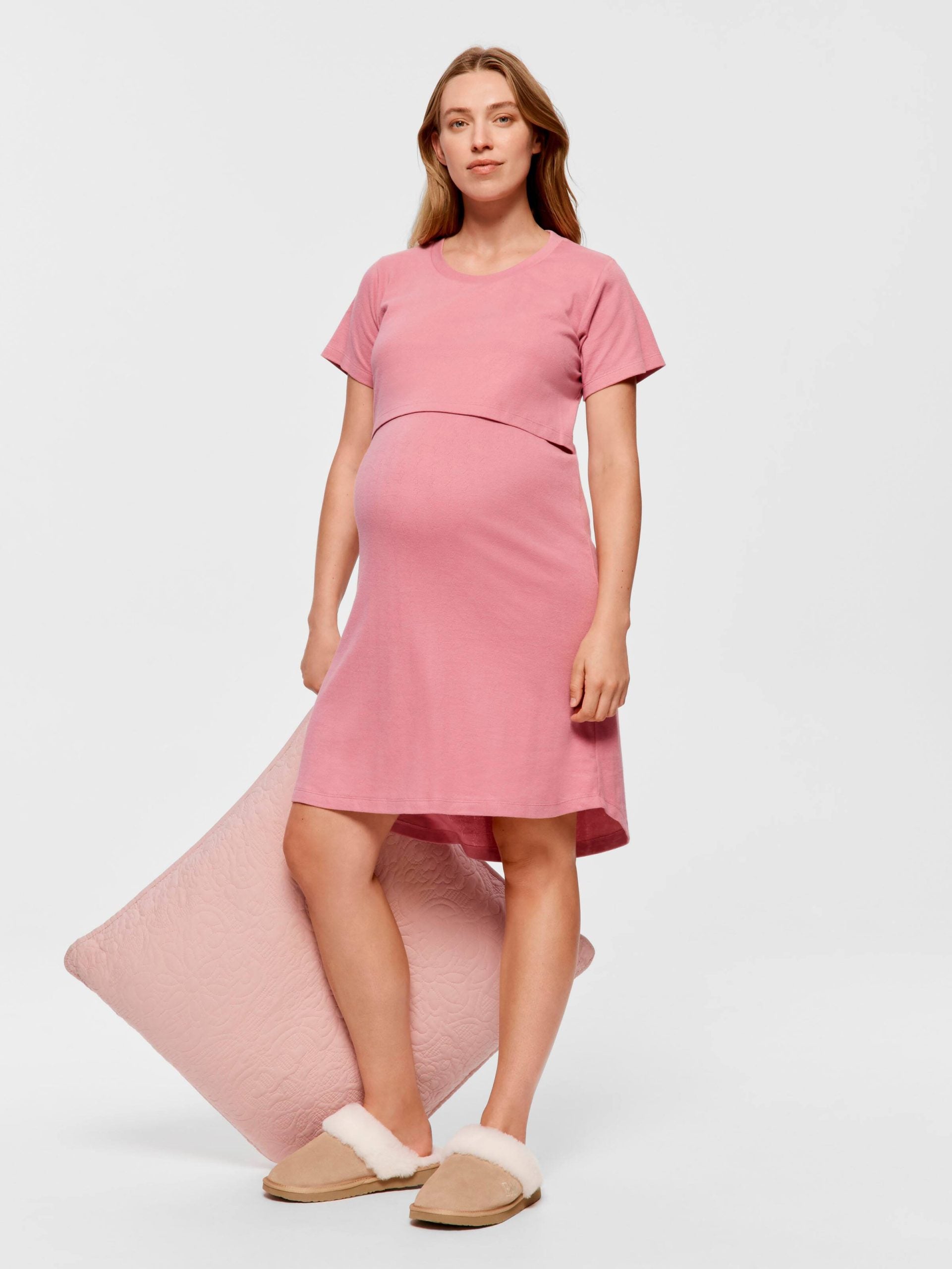 Maternity Pointelle Short Sleeve Nightie rose image 0