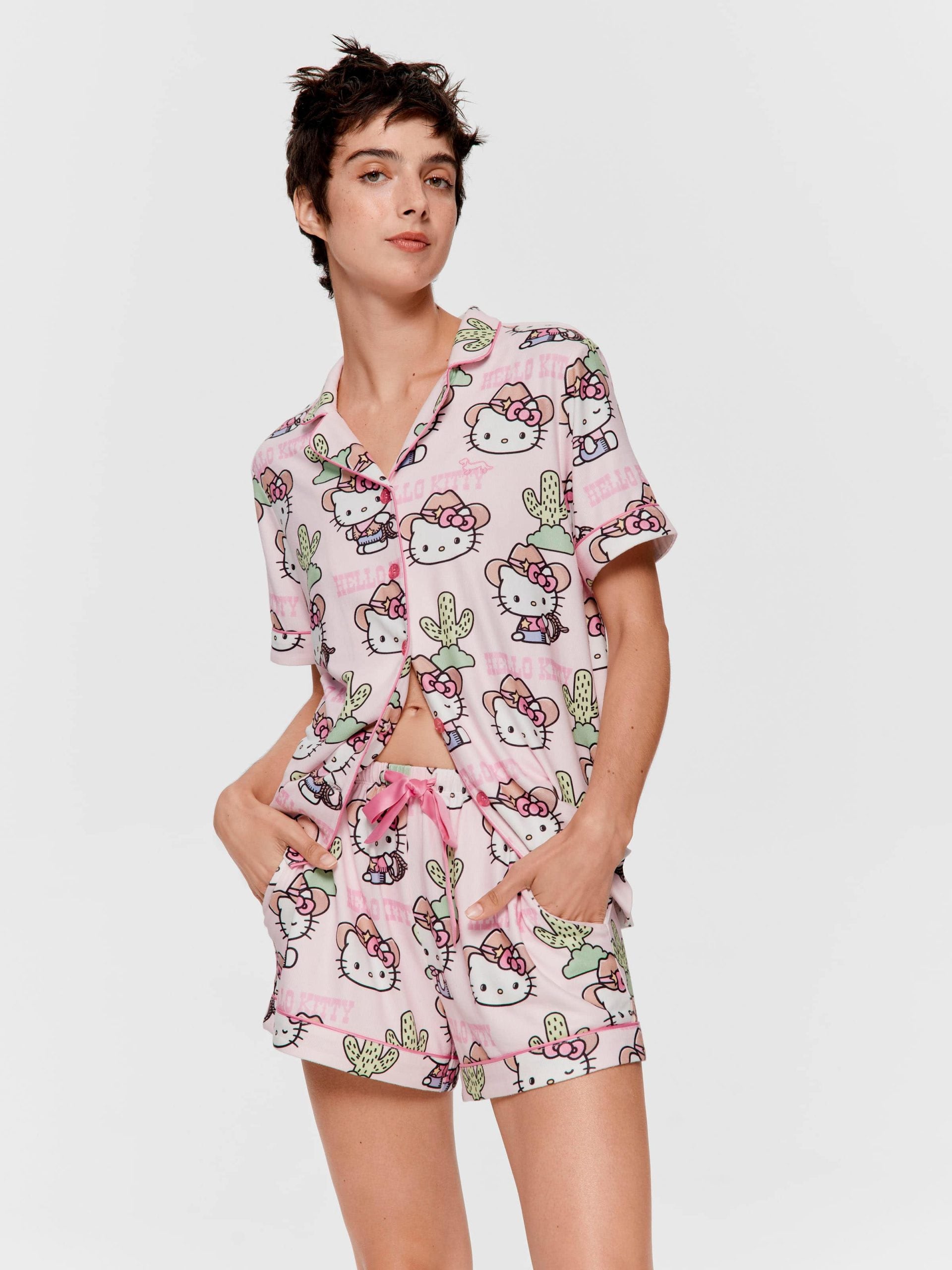 Howdy Hello Kitty Shortie Pj Set Multi image 3