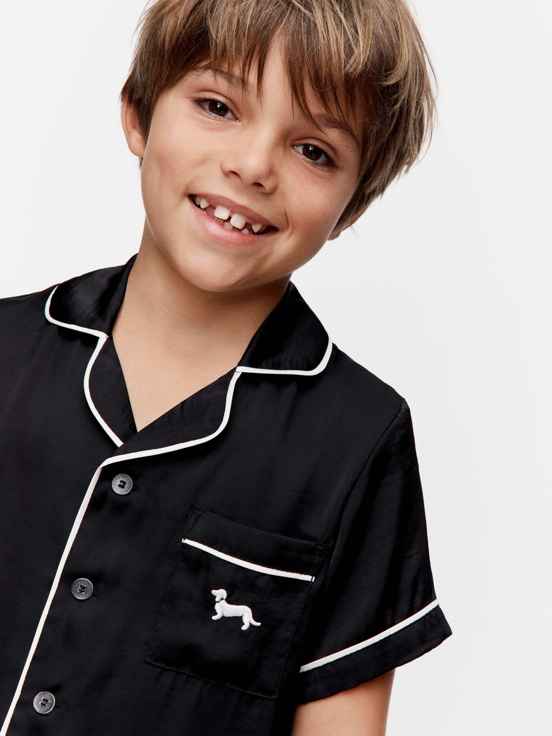 Jnr Kids Black Satin Pj Set black image 1