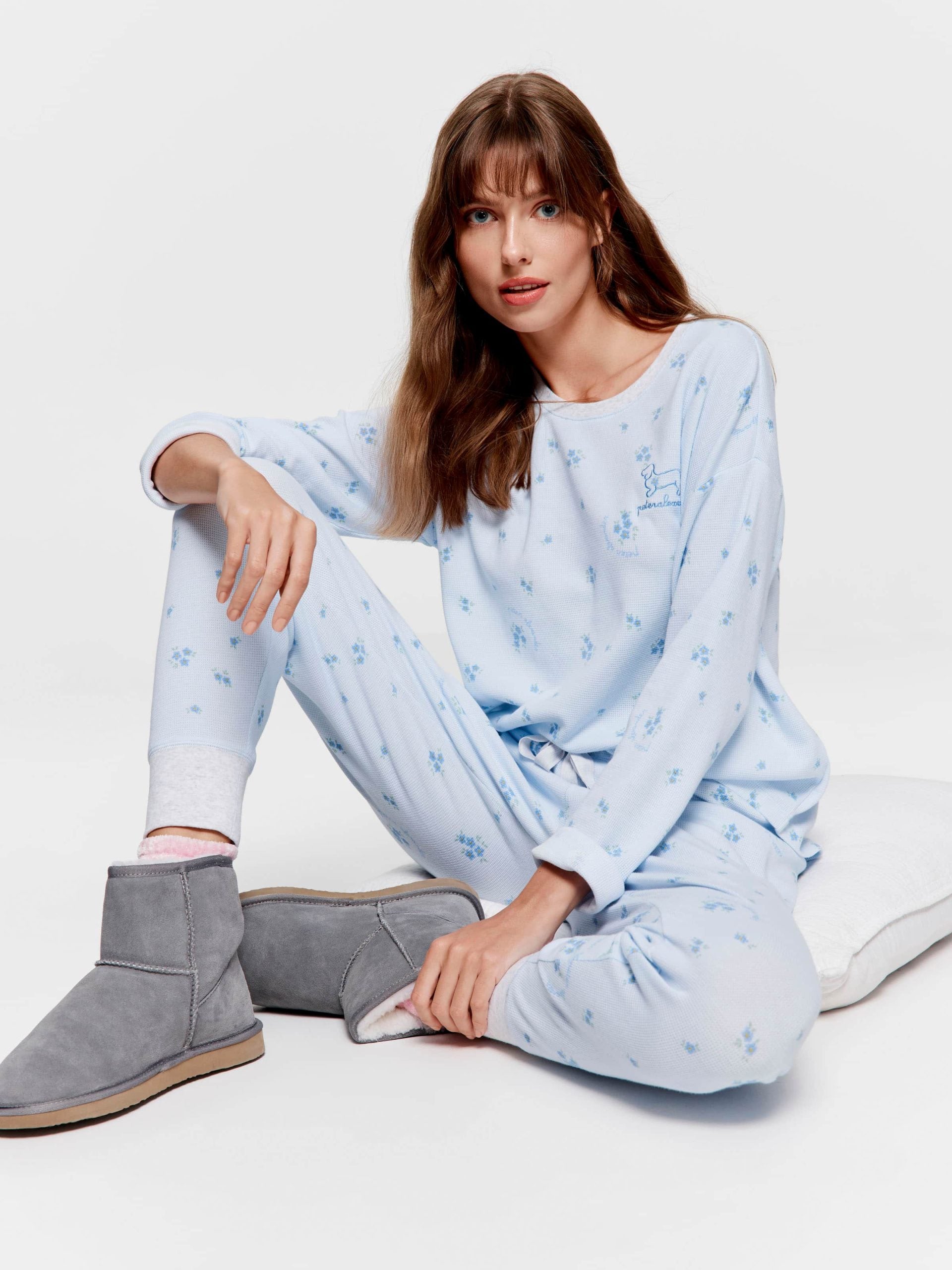 Floral Waffle Pj Set blue image 0
