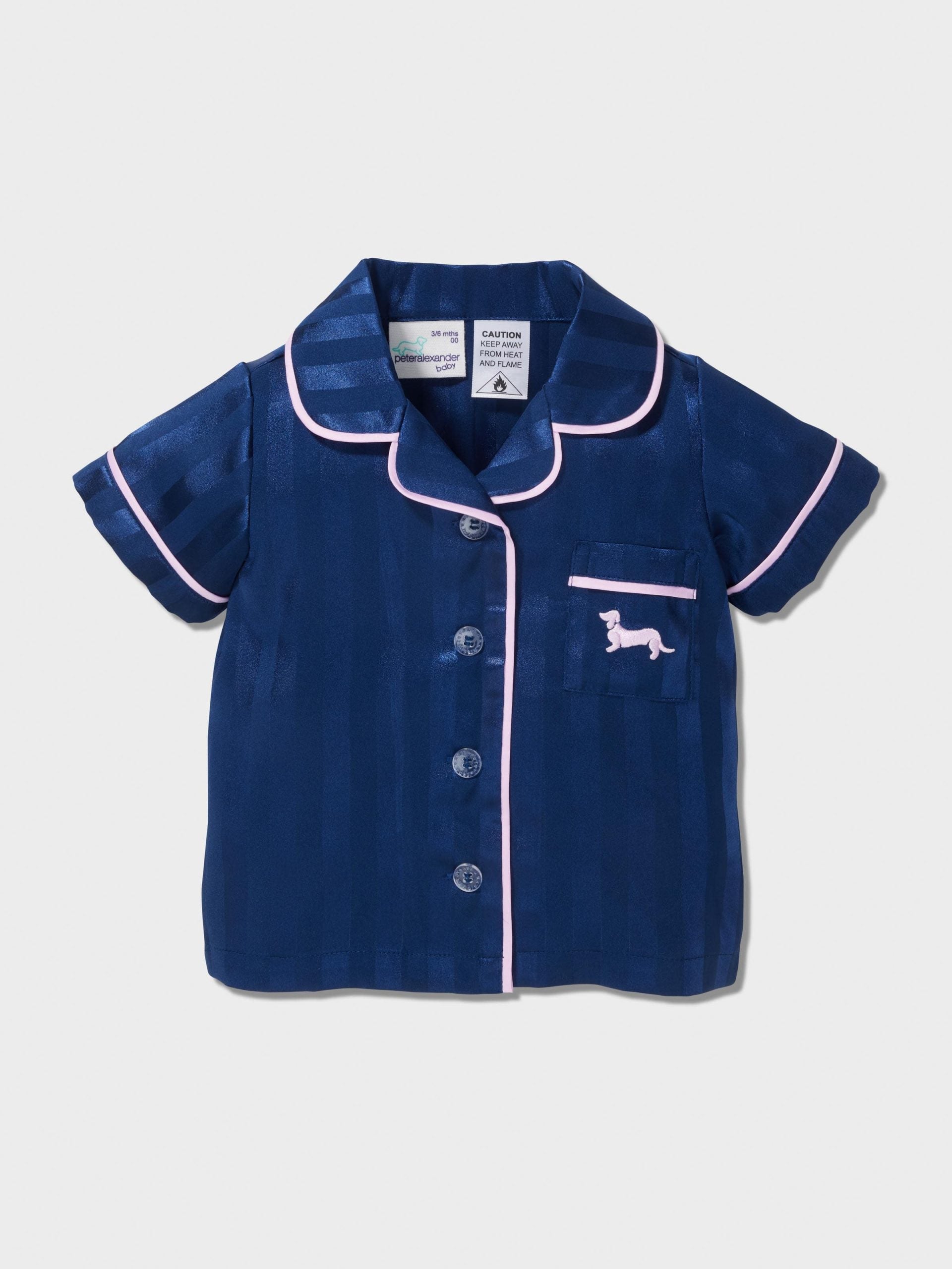 Baby Navy Satin Classic Pj Set navy image 2