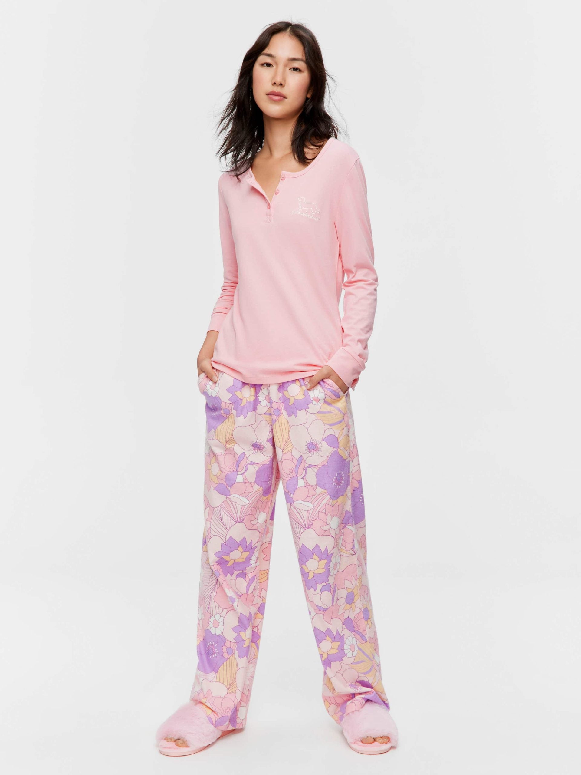 Pink Branded Henley Long Sleeve Top pink image 1