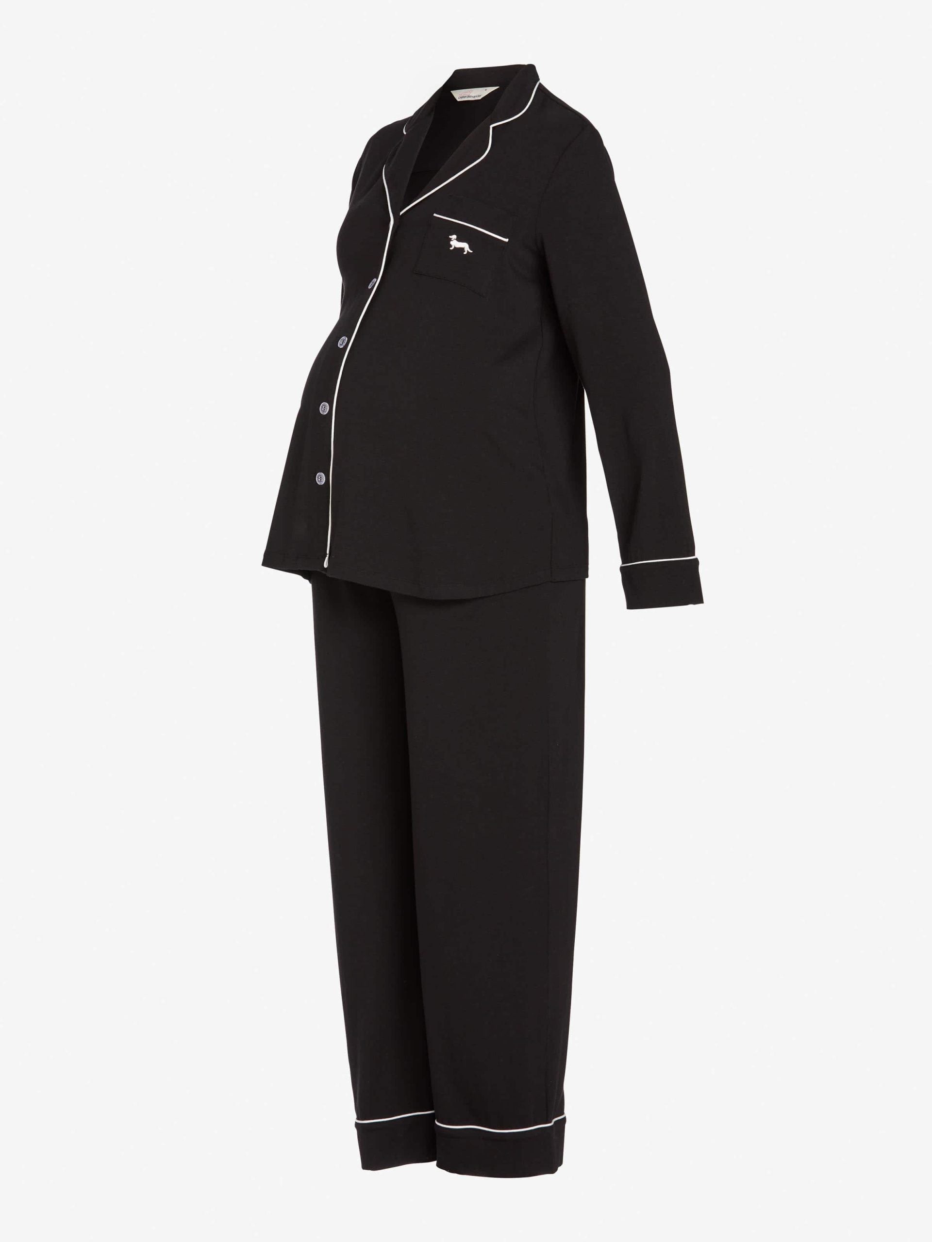 Maternity Black Long Sleeve Pj Set black image 4