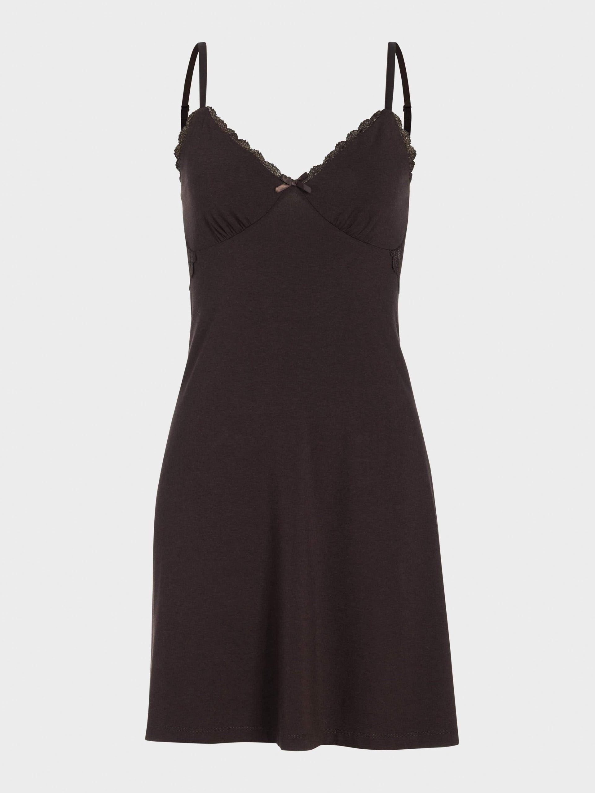 Chocolate Bamboo Knit Lace Slip Nightie chocolate image 3