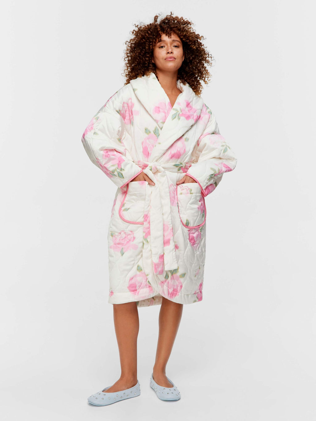 Floral Satin Quilted Gown Multi image 1