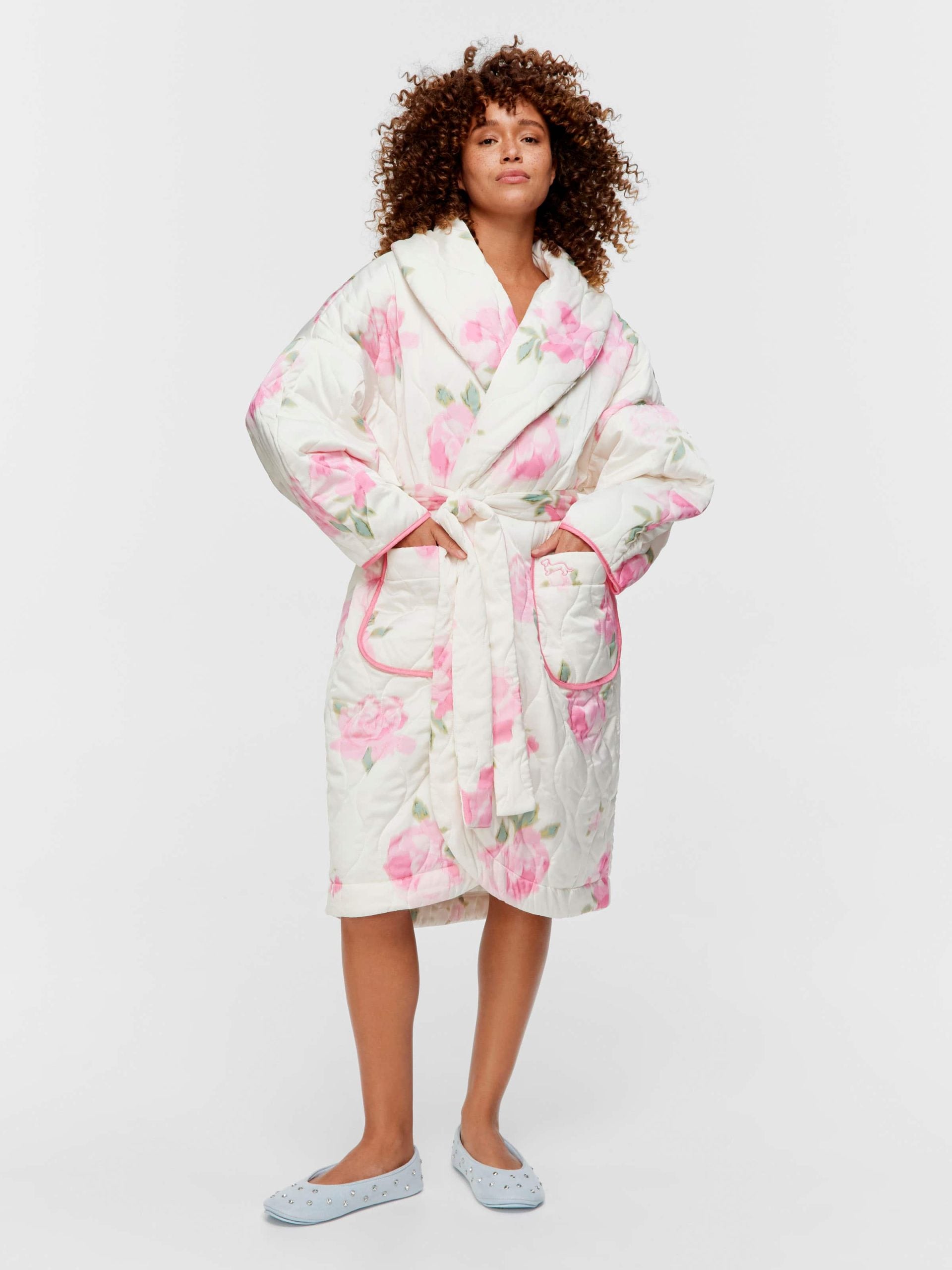Floral Satin Quilted Gown Multi image 1