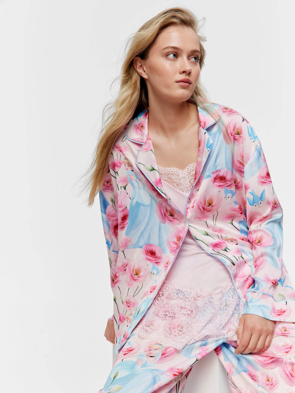 Disney Cinderella Rose Satin Long Pj Set Multi image 3