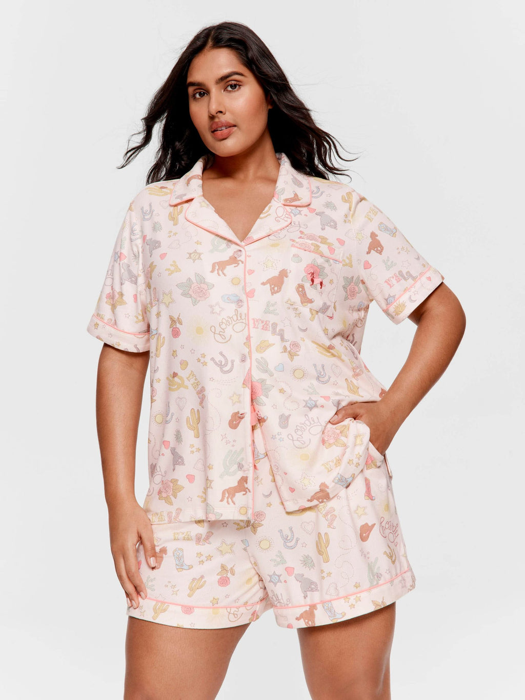 P.A. Plus Howdy Plush Shortie Pj Set Multi image 1