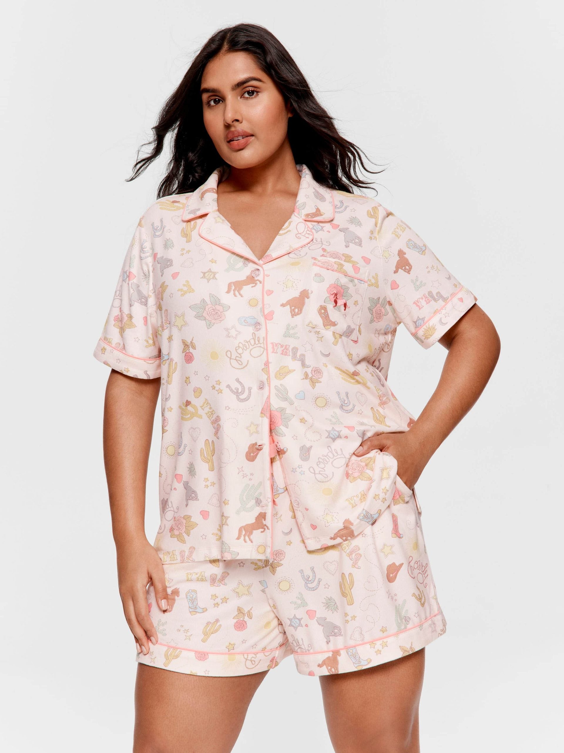 P.A. Plus Howdy Plush Shortie Pj Set Multi image 1