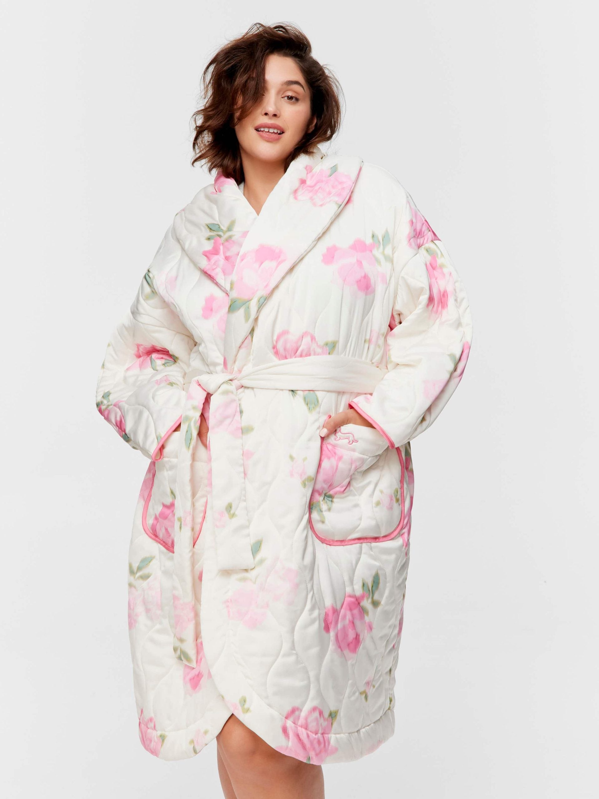 P.A. Plus Floral Satin Quilted Gown Multi image 1