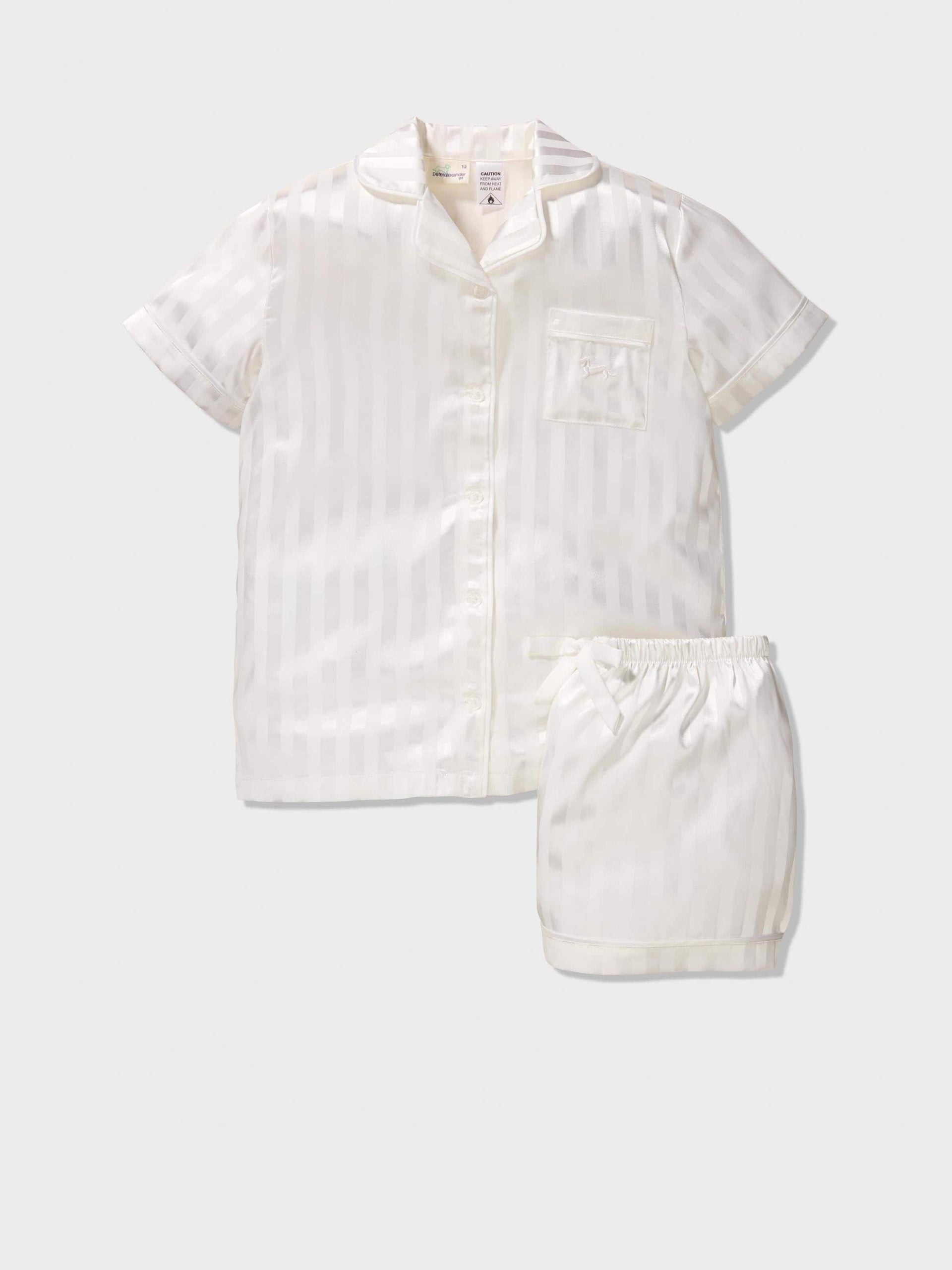 Jnr Girls Classic White Satin Pj Set white image 0