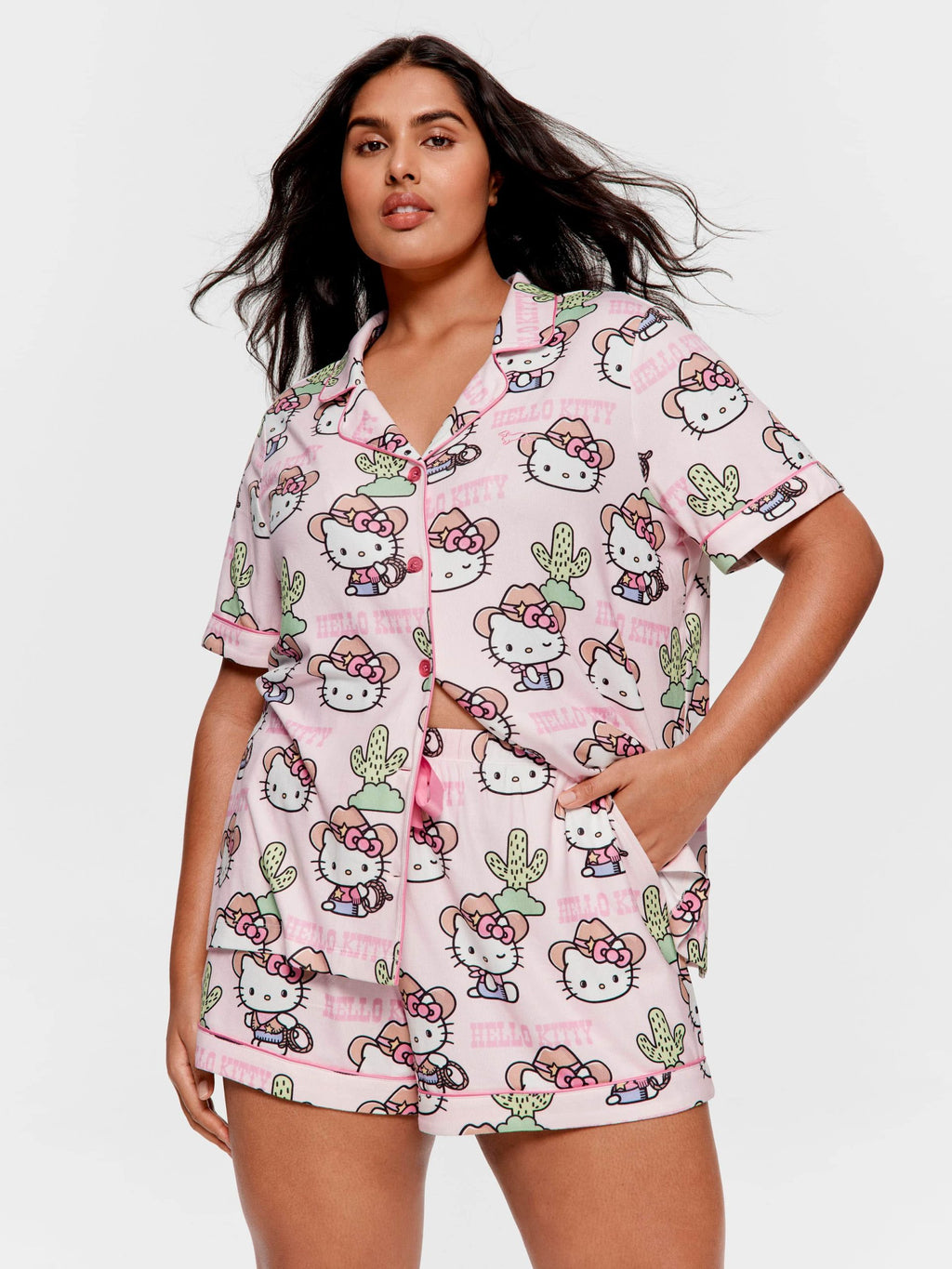 P.A. Plus Howdy Hello Kitty Shortie Pj Set Multi image 1