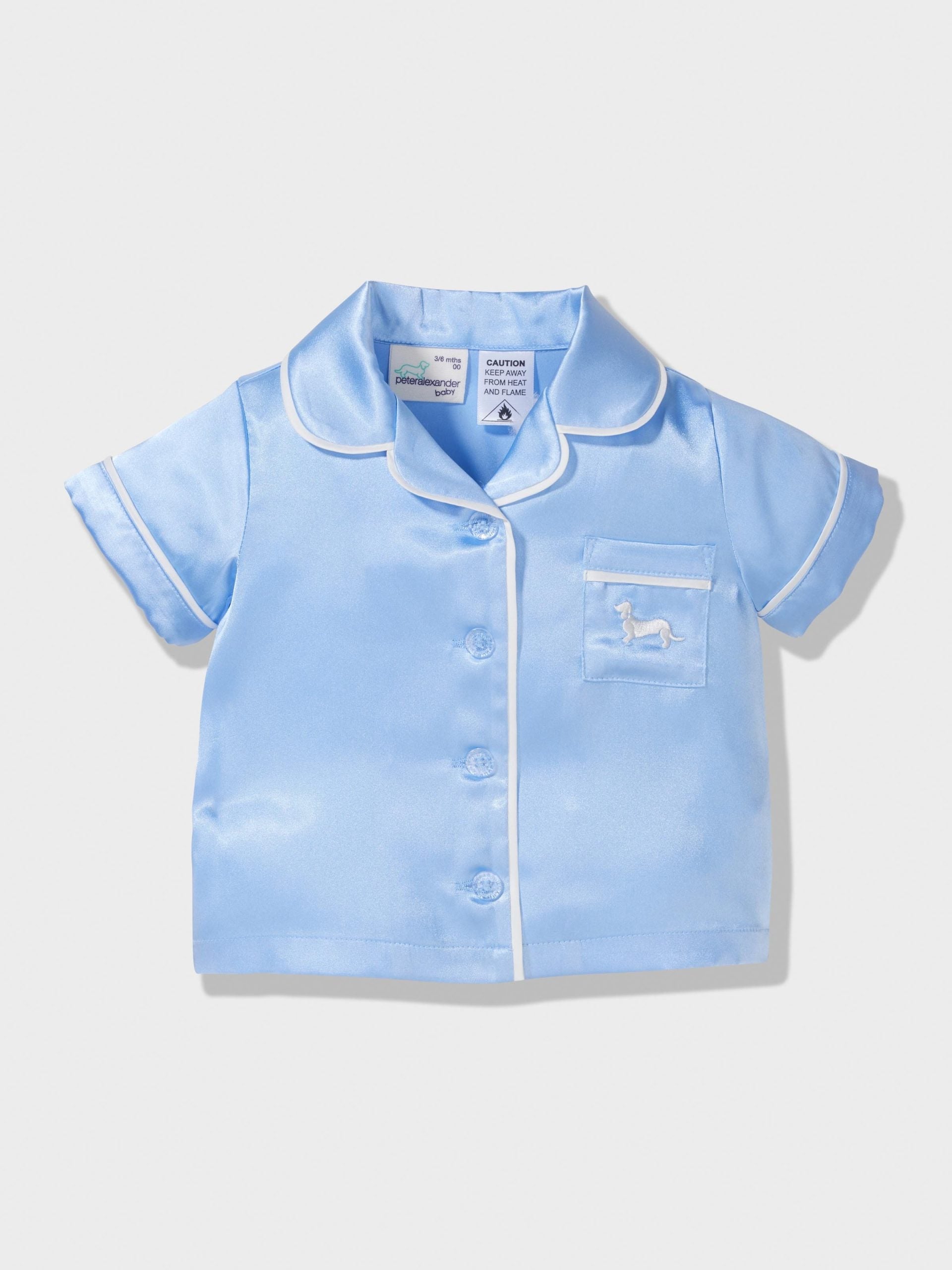 Baby Short Classic Satin Cornflower Pj Set Cornflower image 2