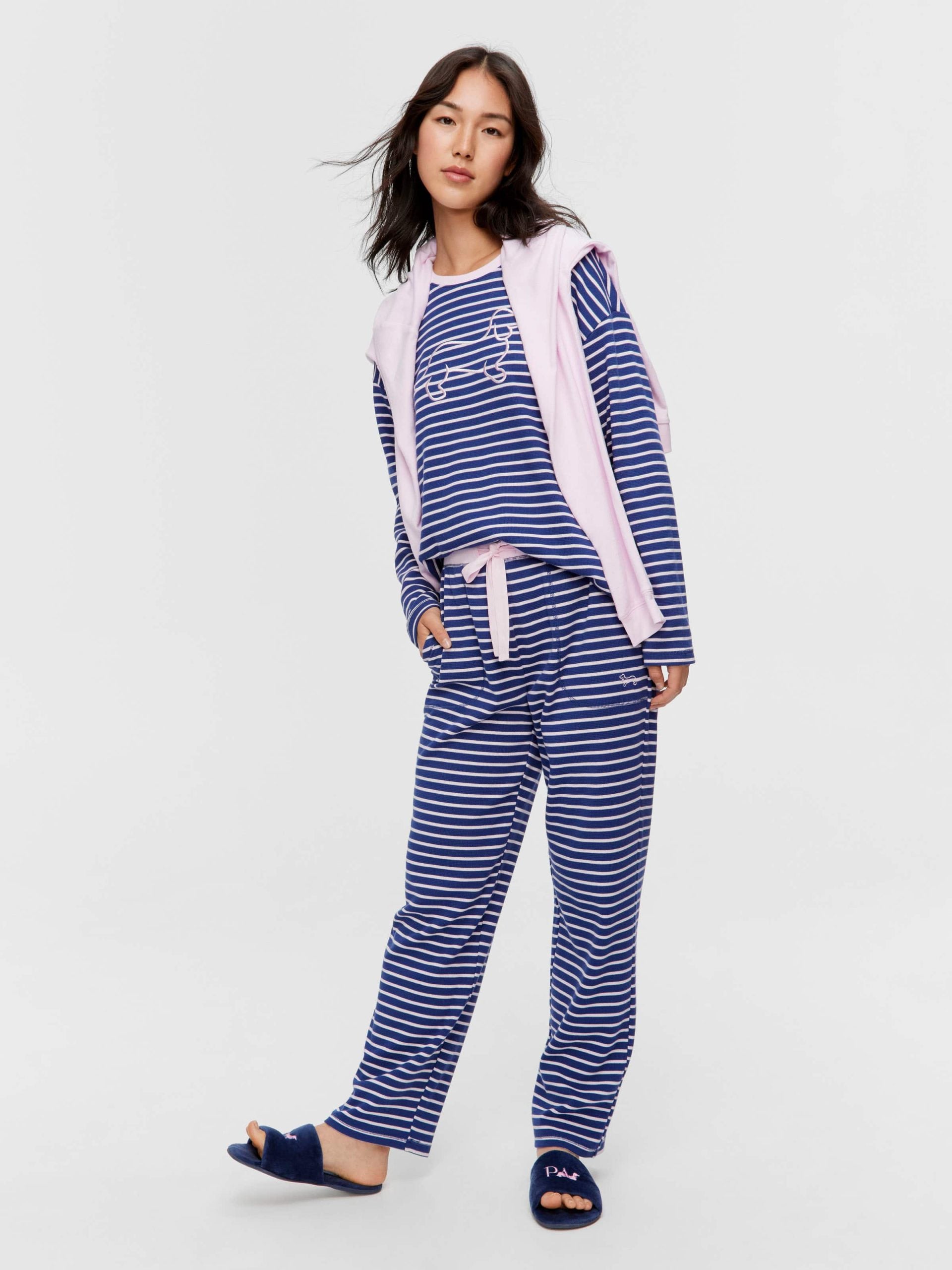 Navy Waffle Stripe Tapered Pj Pant multi image 0