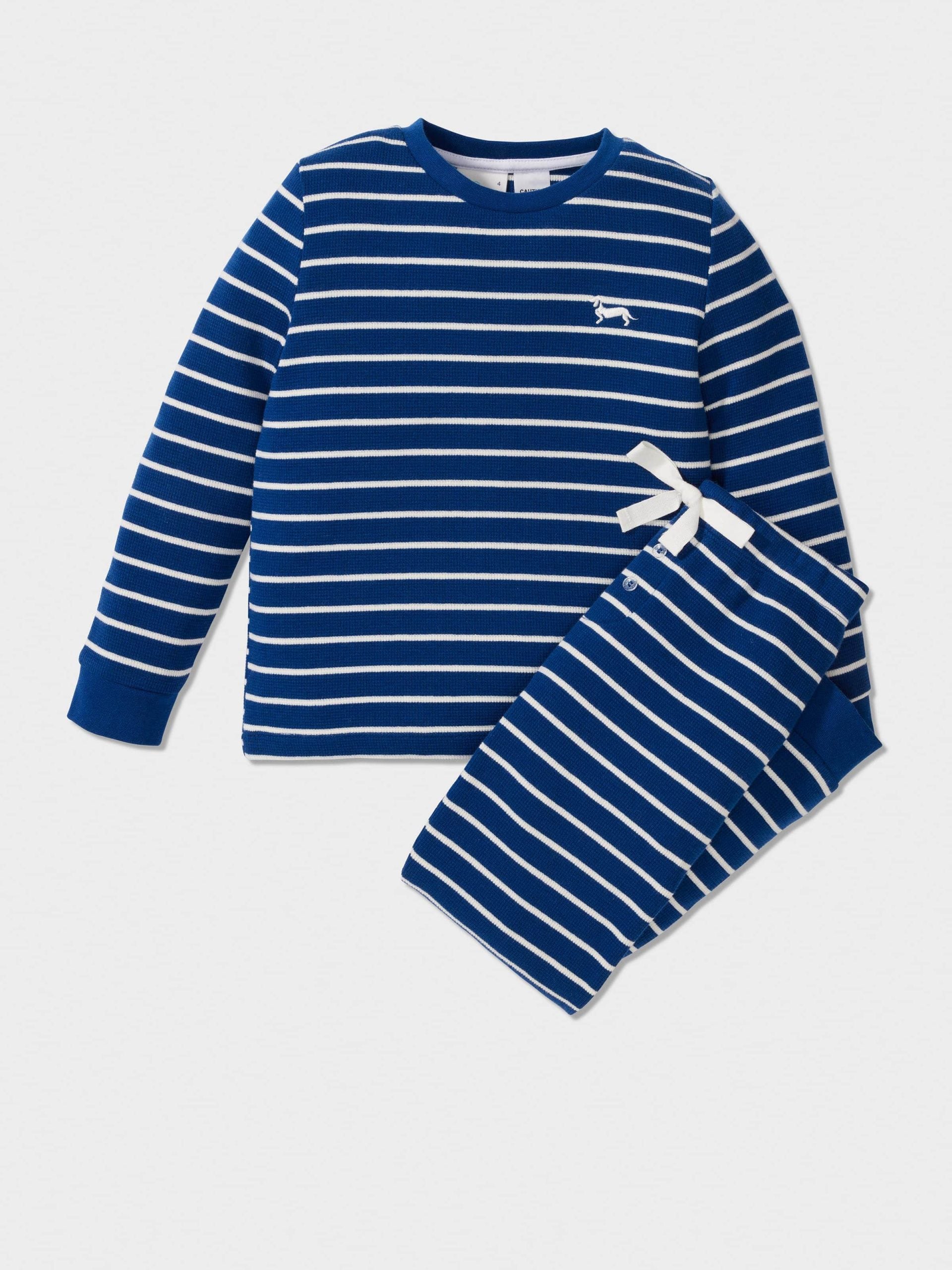Boys Waffle Stripe Long Pj Set Navy image 0
