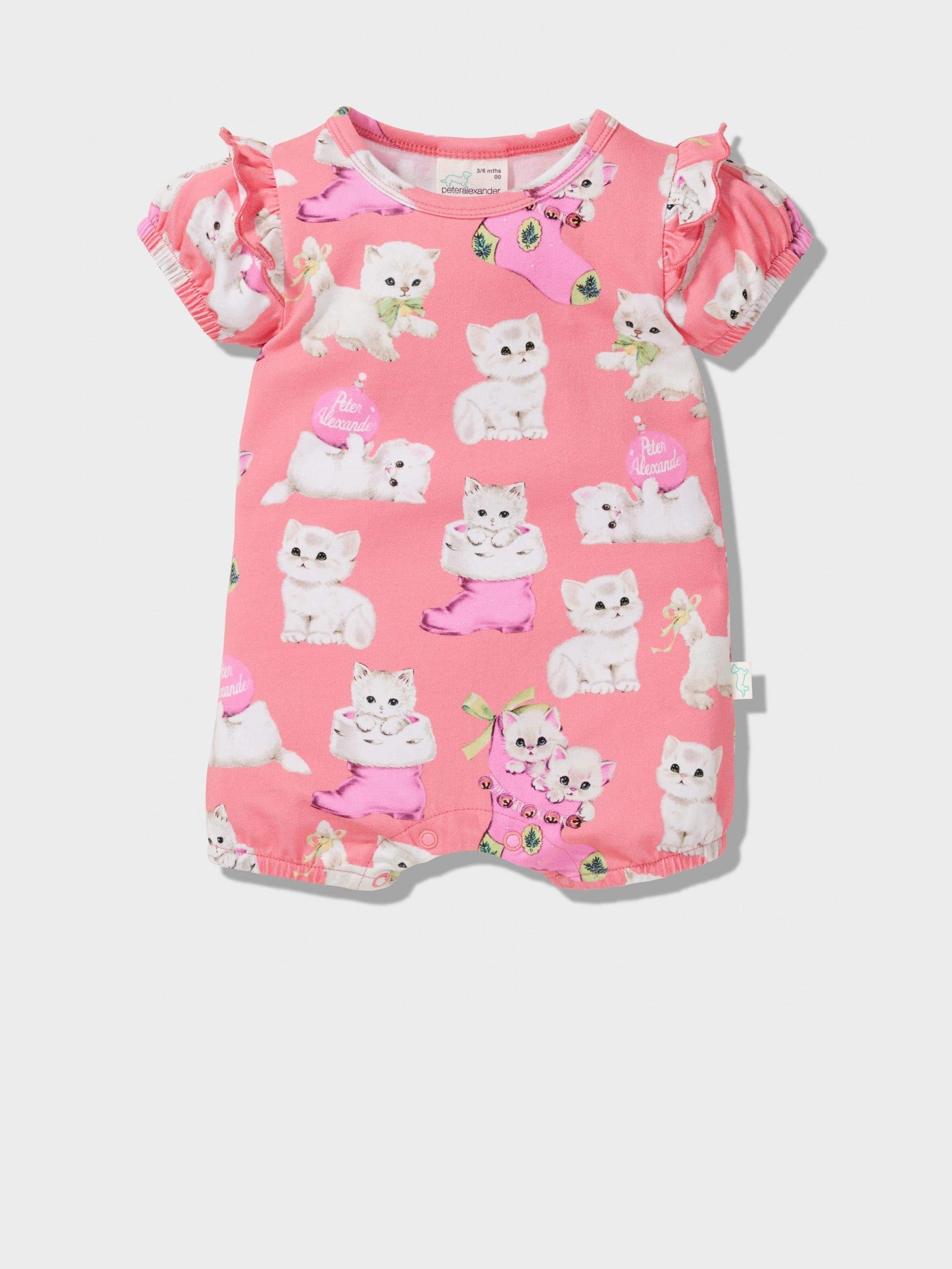 Baby Girl Kitten Romper multi image 2