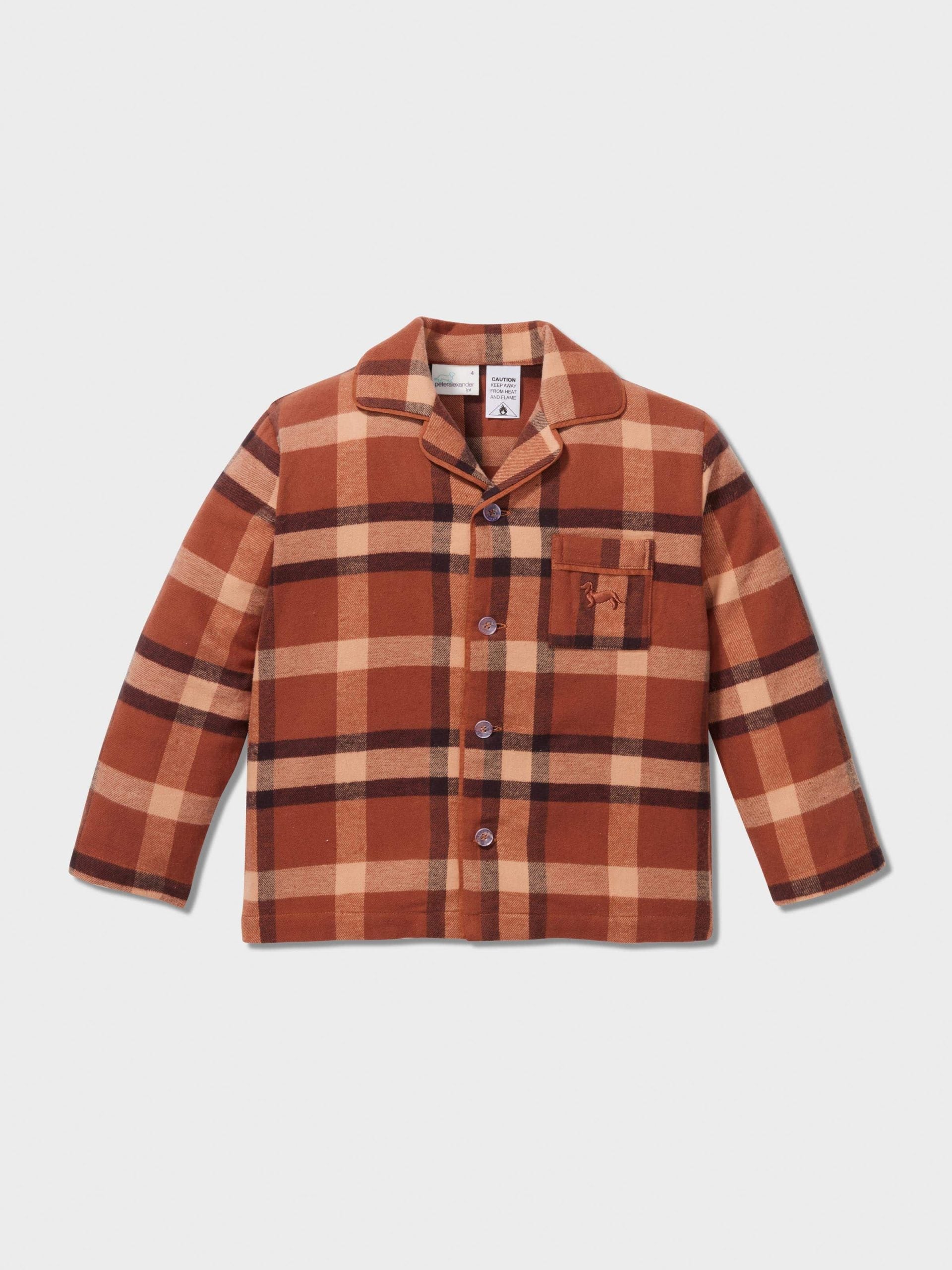 Jnr Boys Brown Check Long Classic Pj Set multi image 2