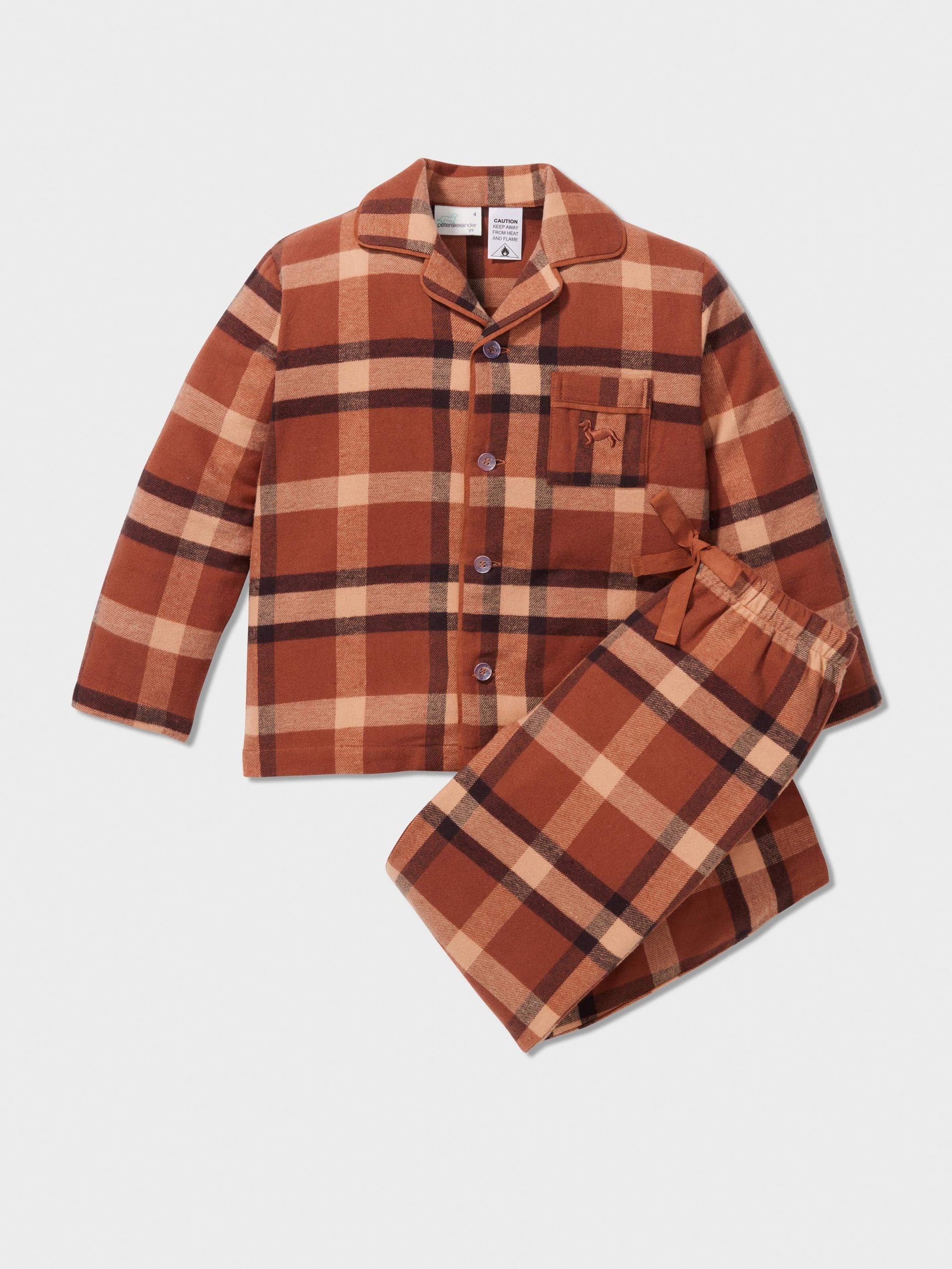 Boys Brown Check Long Classic Pj Set multi image 0