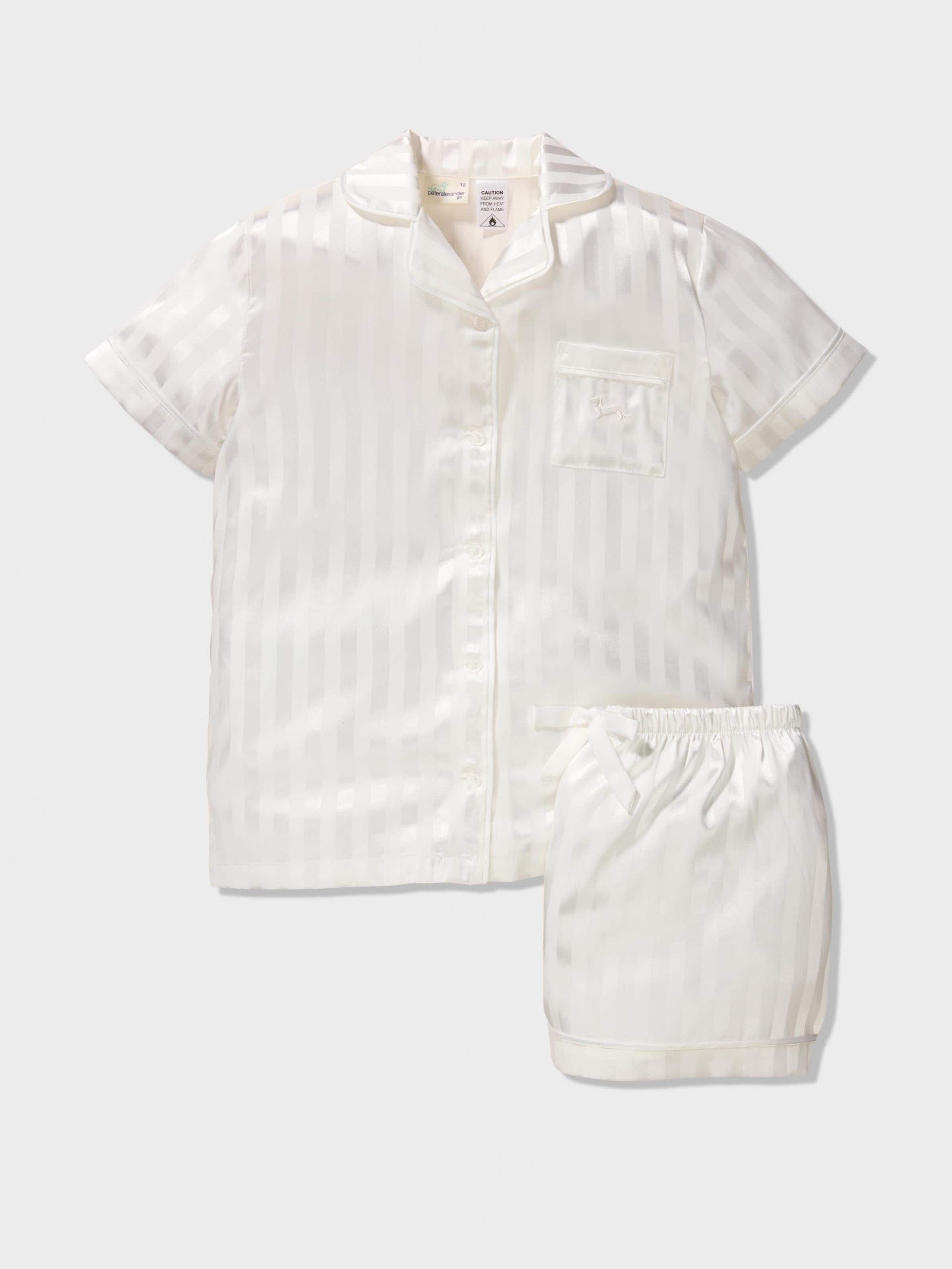 Girls Classic White Satin Pj Set white image 0