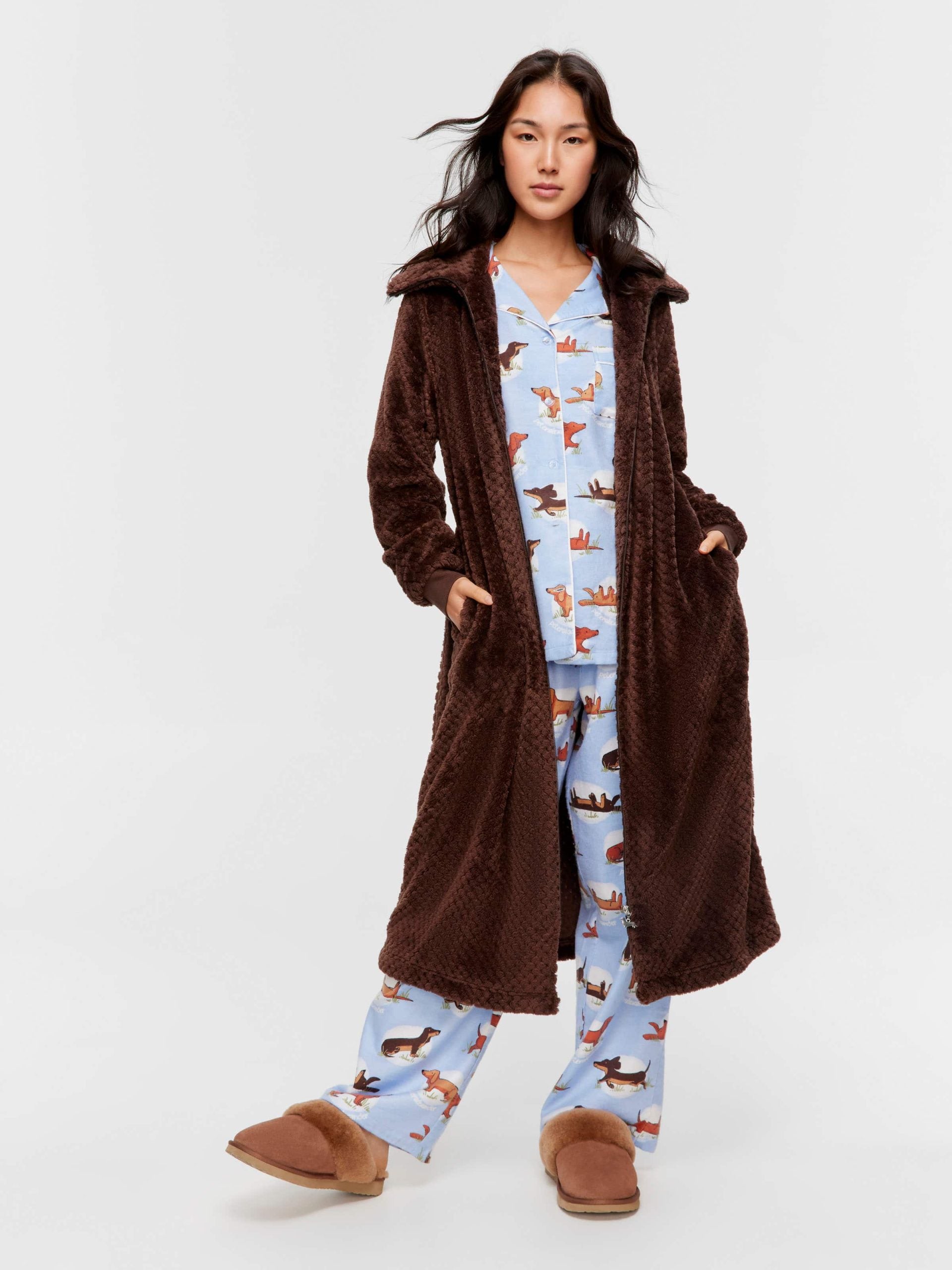 Chocolate Zip Front Fleece Gown chocolate image 2