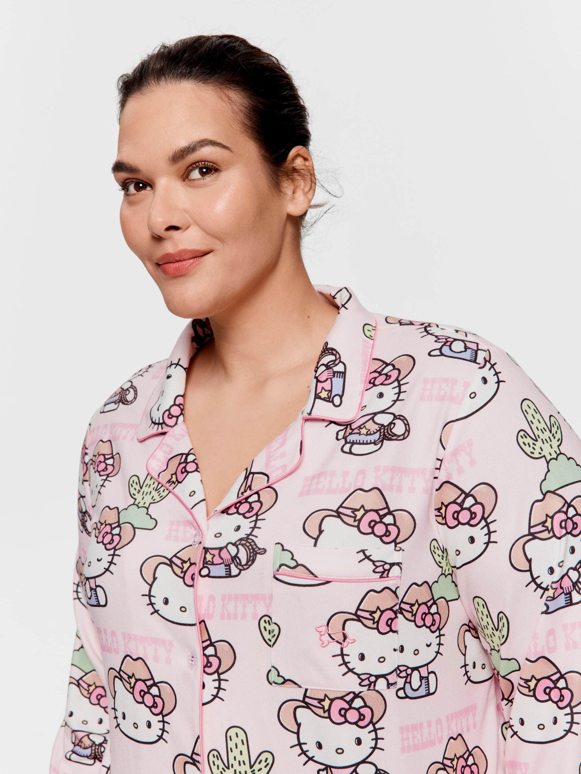 P.A. Plus Howdy Hello Kitty Plush Classic Pj Set Multi image 2