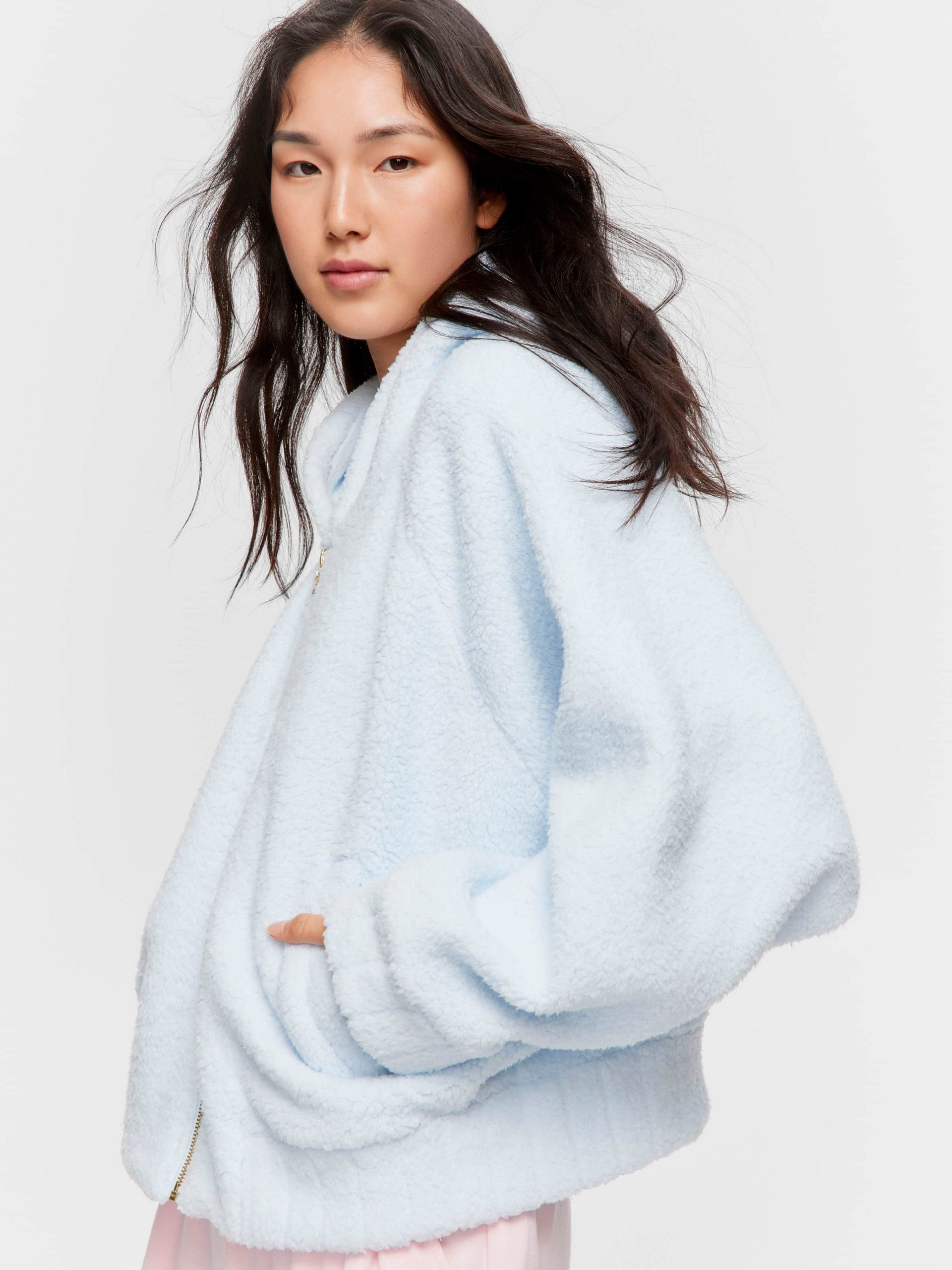 Blue Fleece Hooded Jacket paleblue image 0